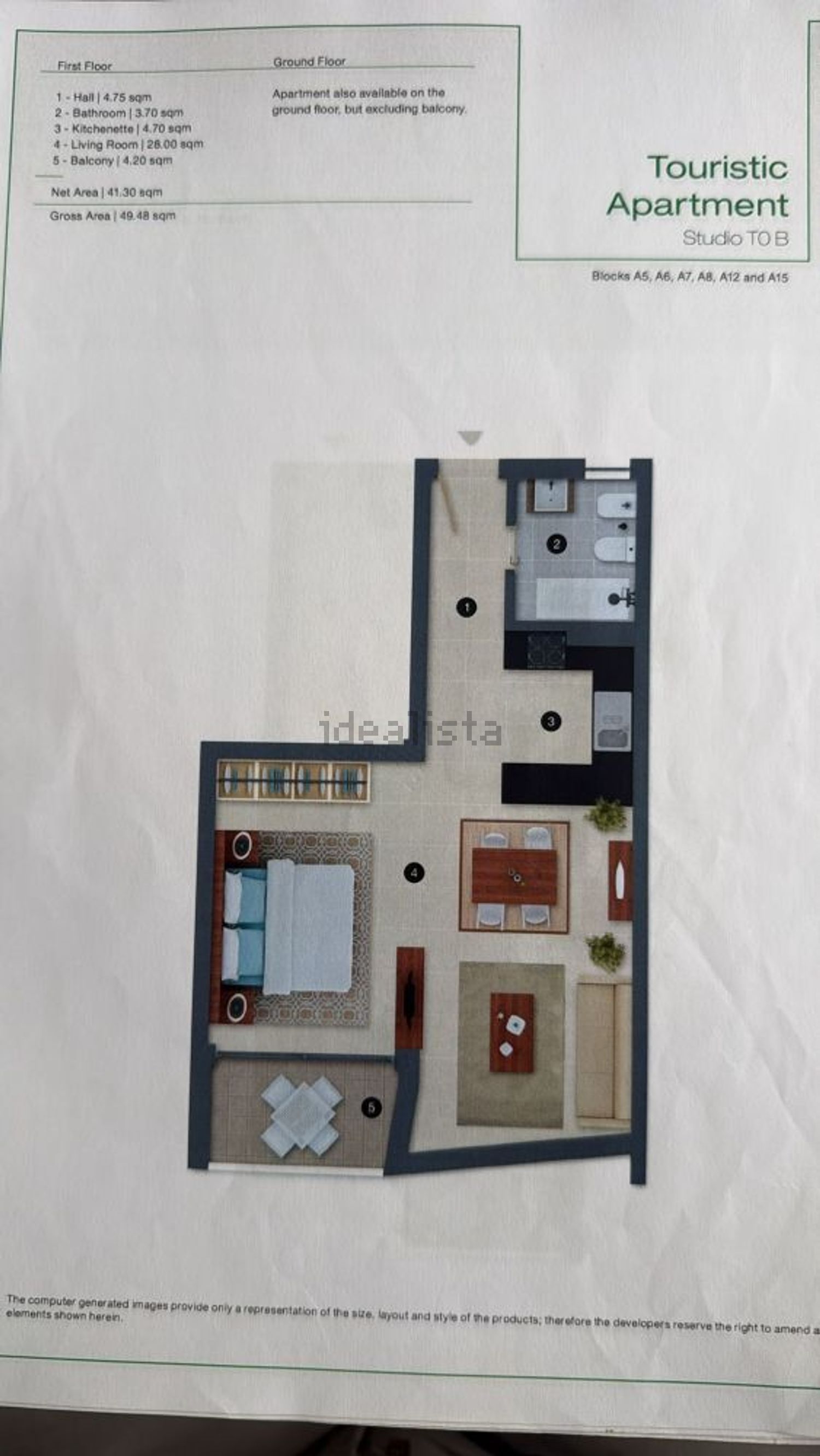 T0（单人公寓）出售在Palmela Village - Colinas da Arrábida - 平面图