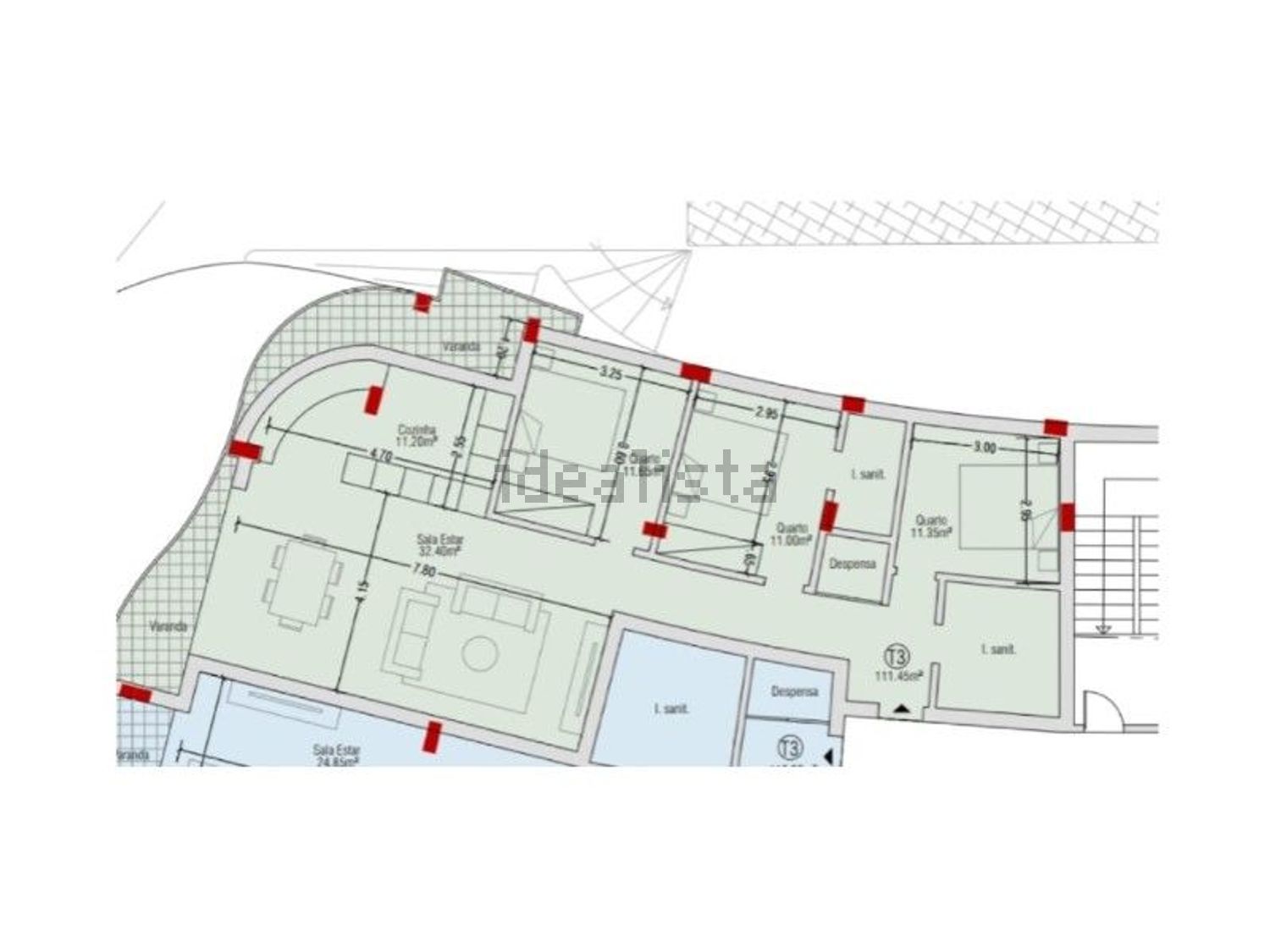 公寓 t3出售在Avenida António José de Almeida - 平面图