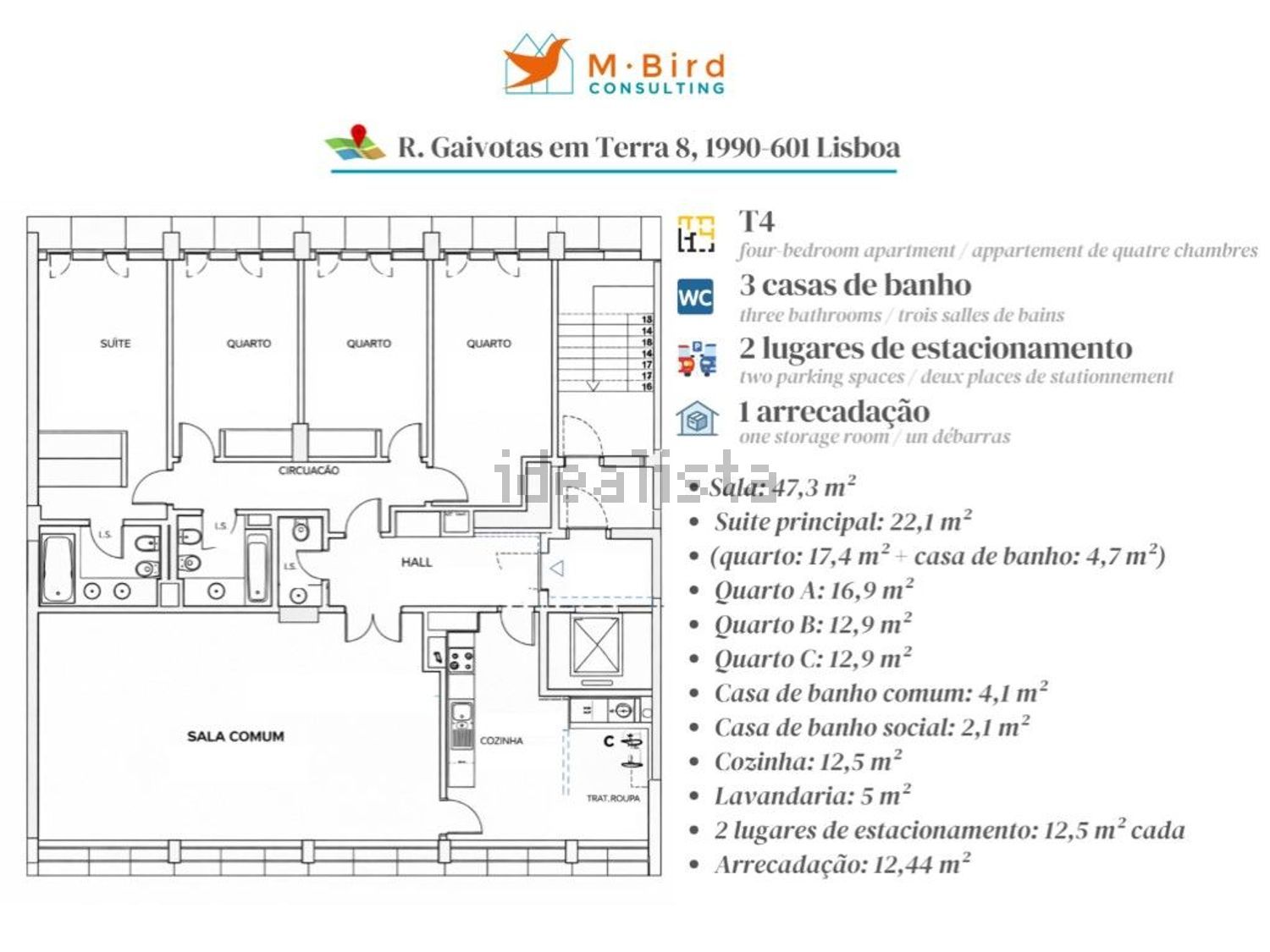 公寓 t4出售在Rua Gaivotas em Terra - 平面图