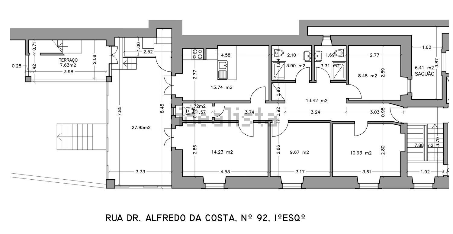 出租公寓 t4在Rua Doutor Alfredo da Costa, 92 - 平面图