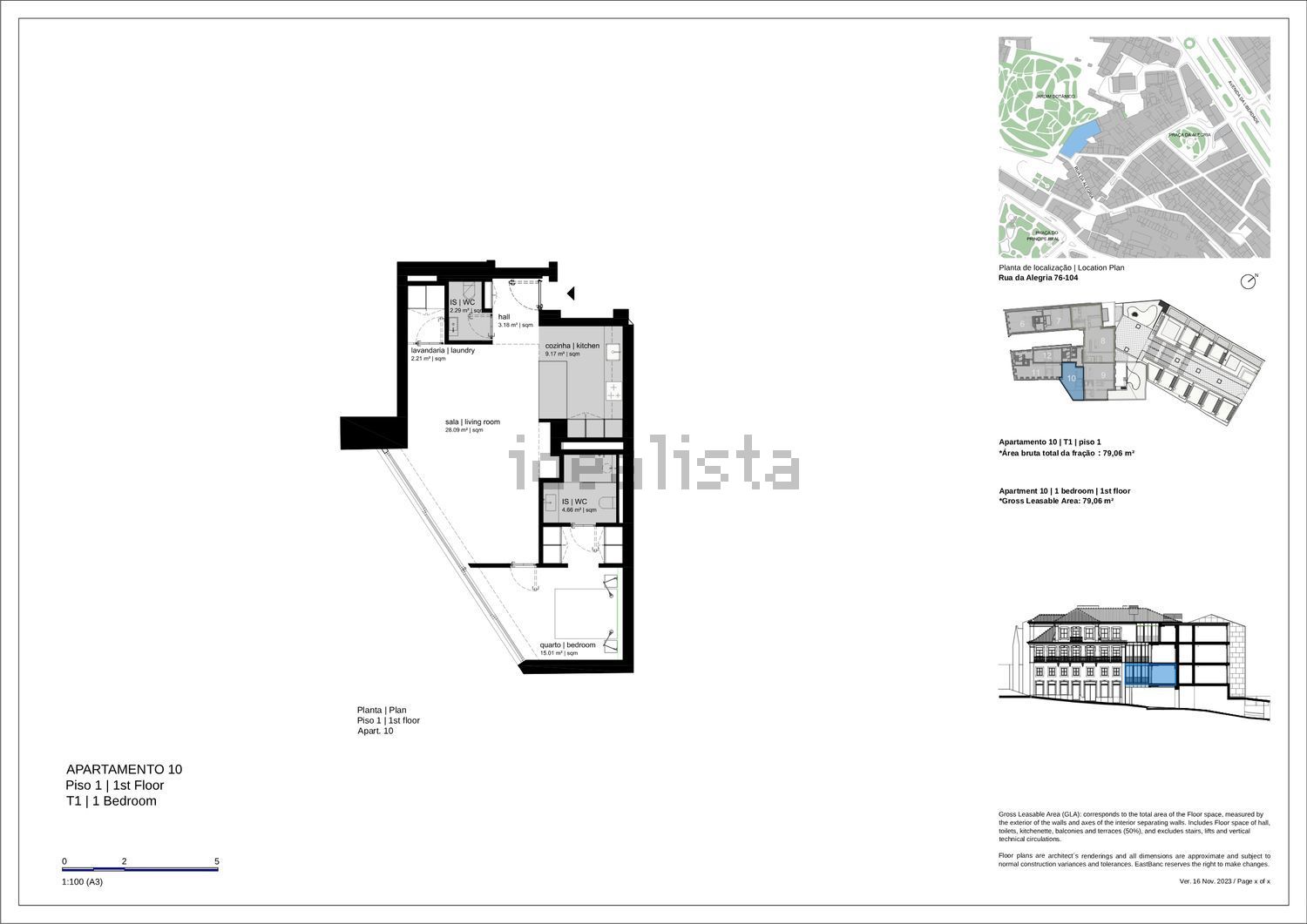 出租公寓 t1在Rua da Alegria - 平面图