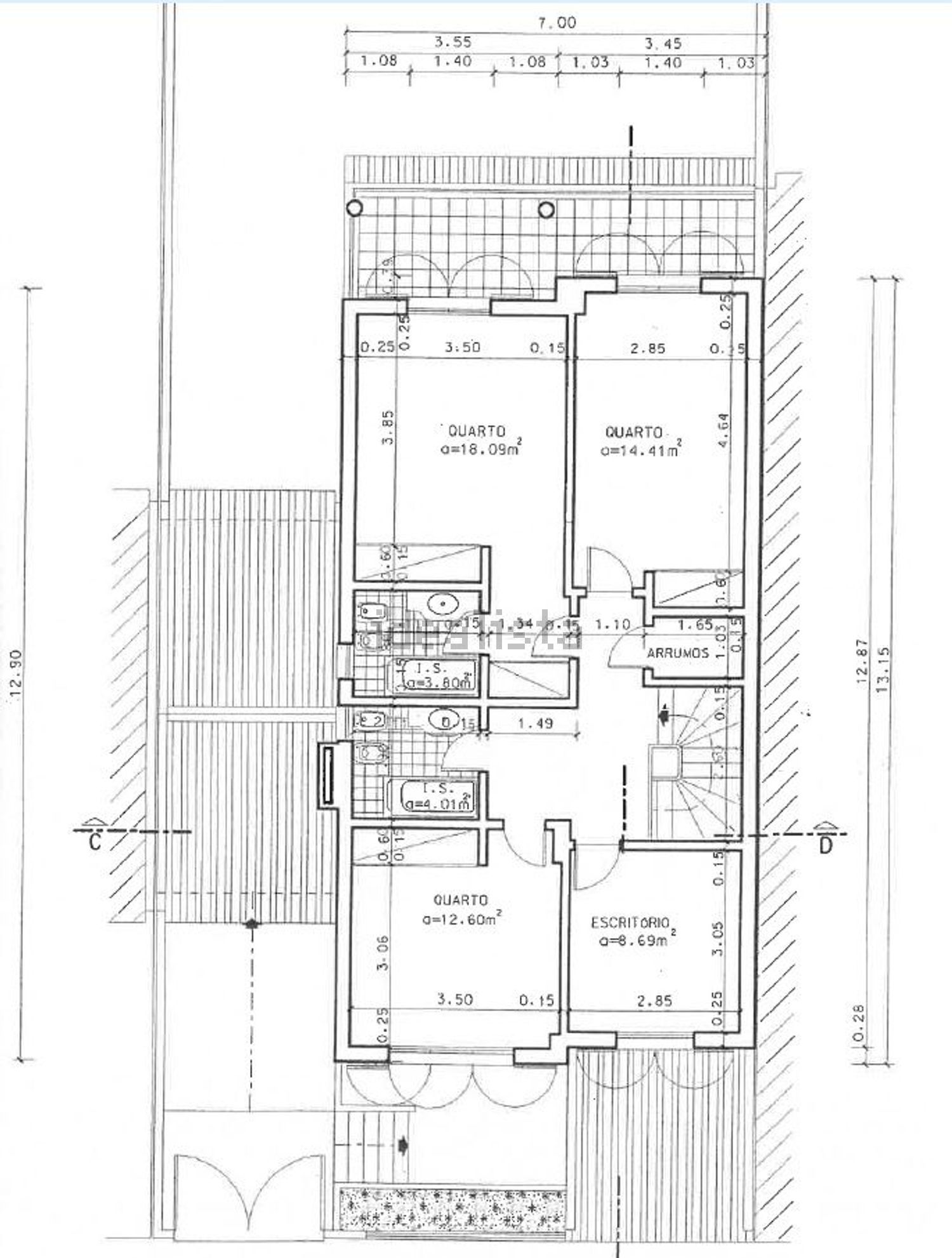 小楼房或独栋别墅出售在Rua do Cerrado das Tramagueiras - 平面图