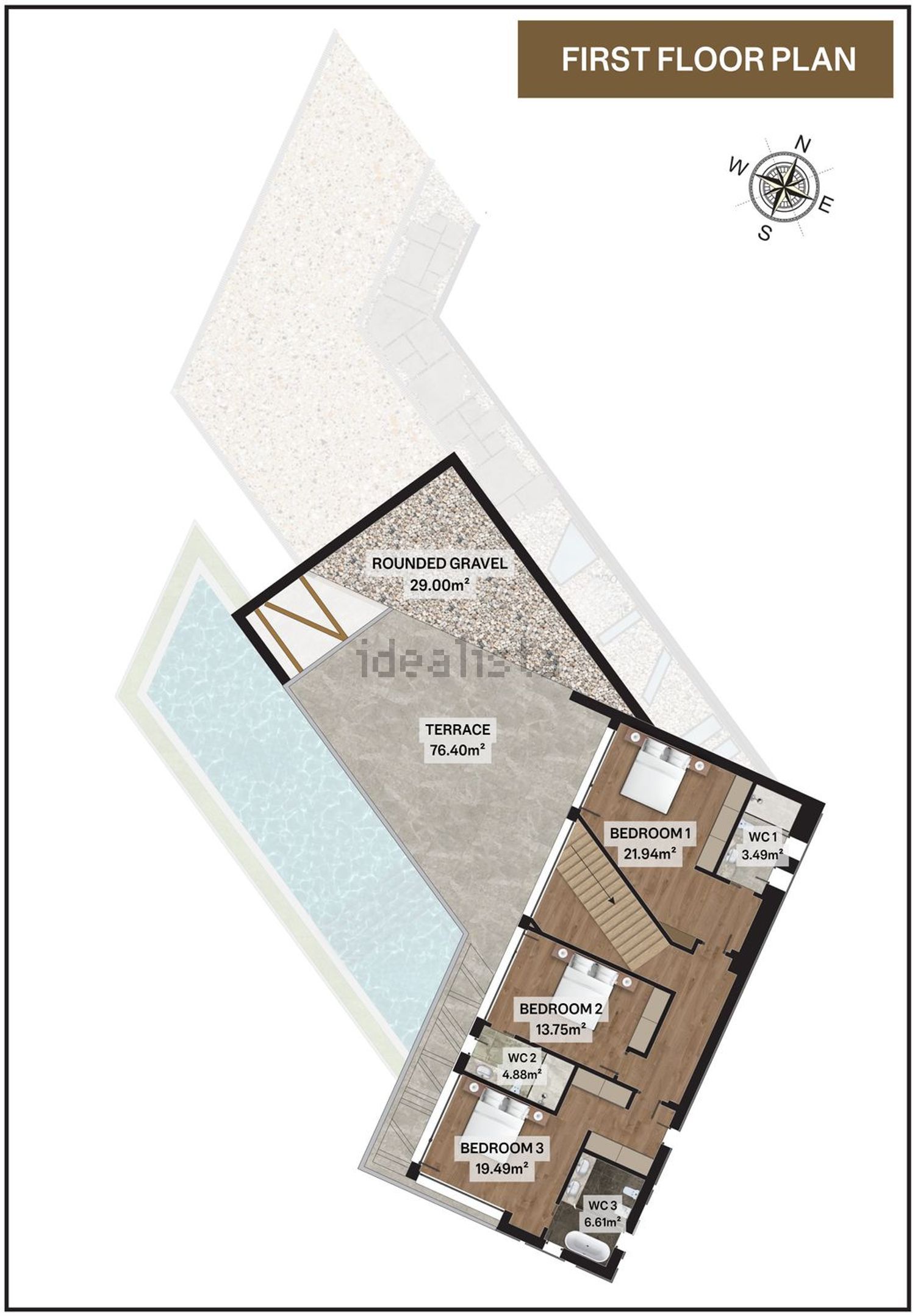 小楼房或独栋别墅出售在Rua Maria Inês Massano - 平面图