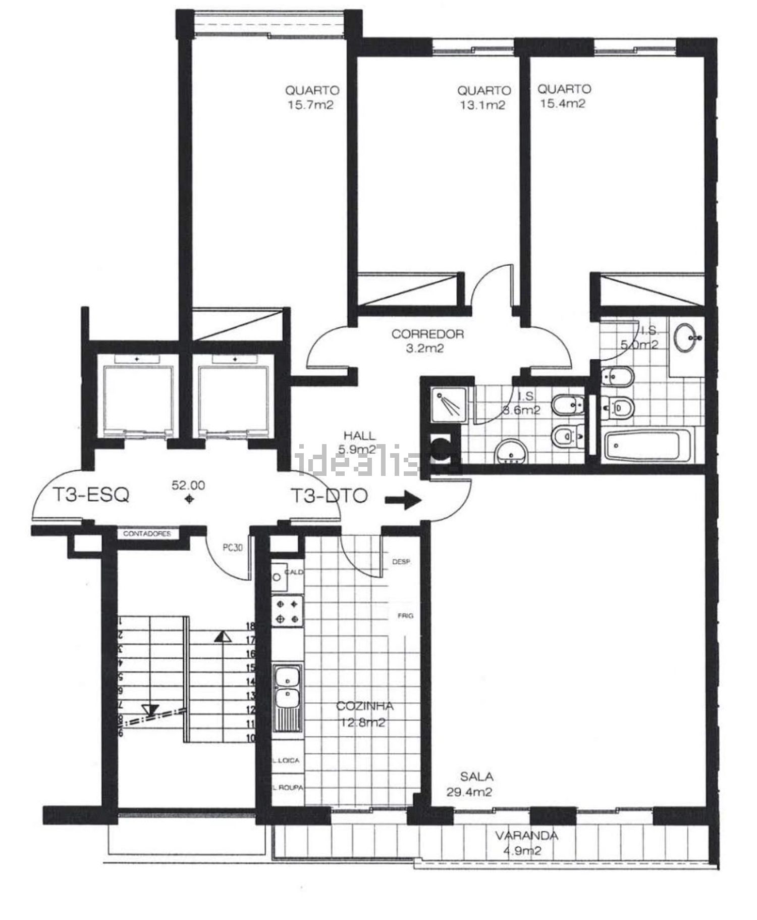 公寓 t3出售在Rua Júlio Conceição Sousa, 12 - 平面图