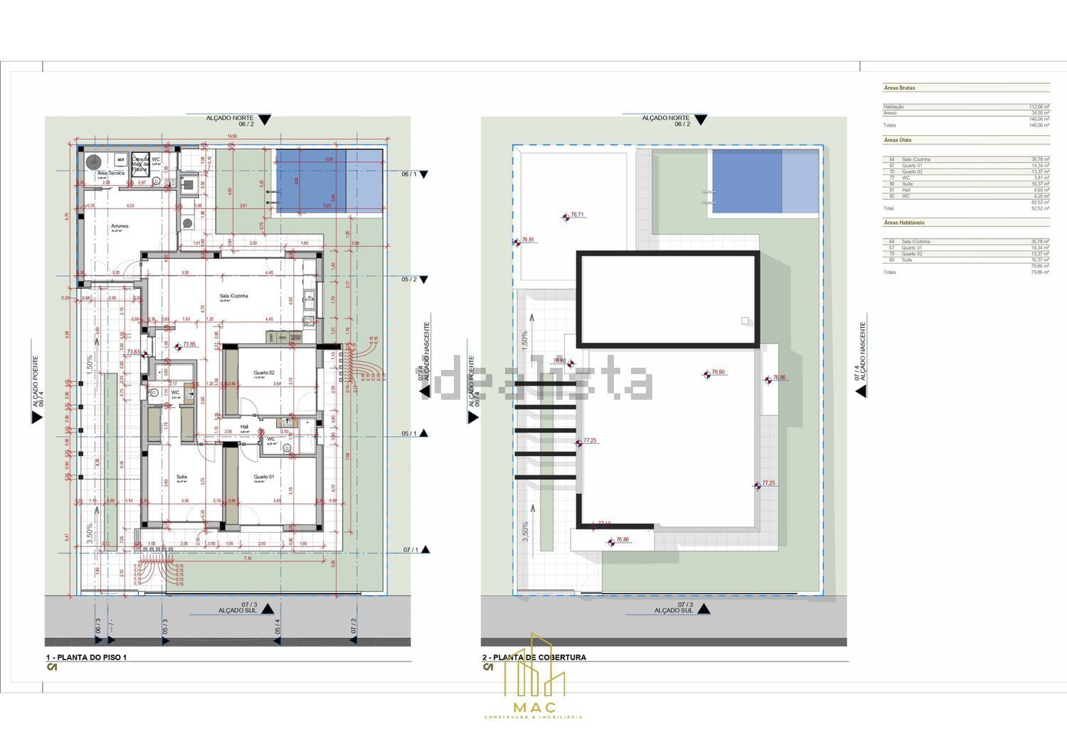 小楼房或独栋别墅出售在Pinhal do General - 平面图