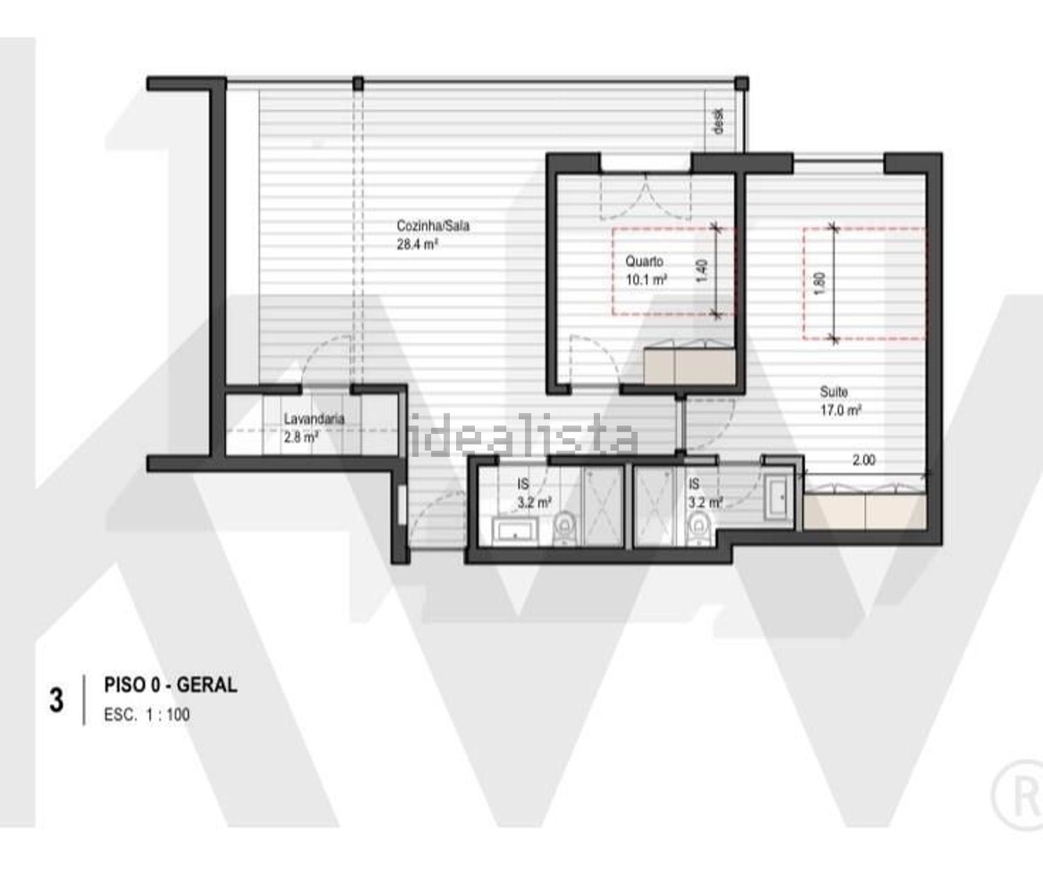公寓 t2出售在Rua General Justiniano Padrel s/n - 平面图