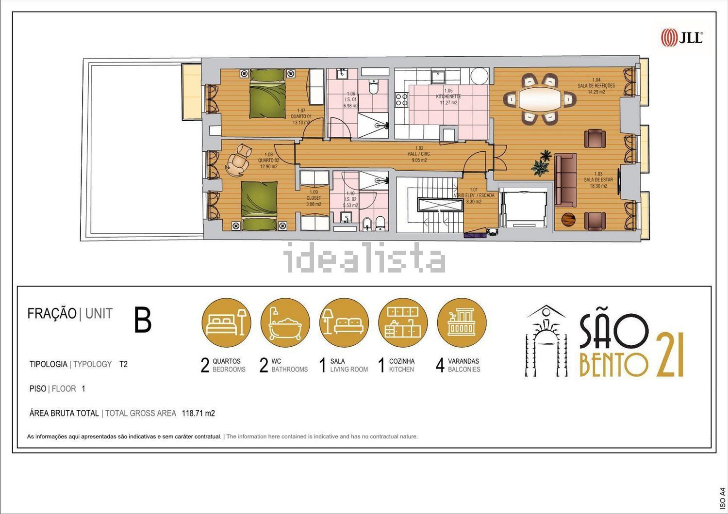 出租公寓 t2在Rua de São Bento, 19 - 平面图