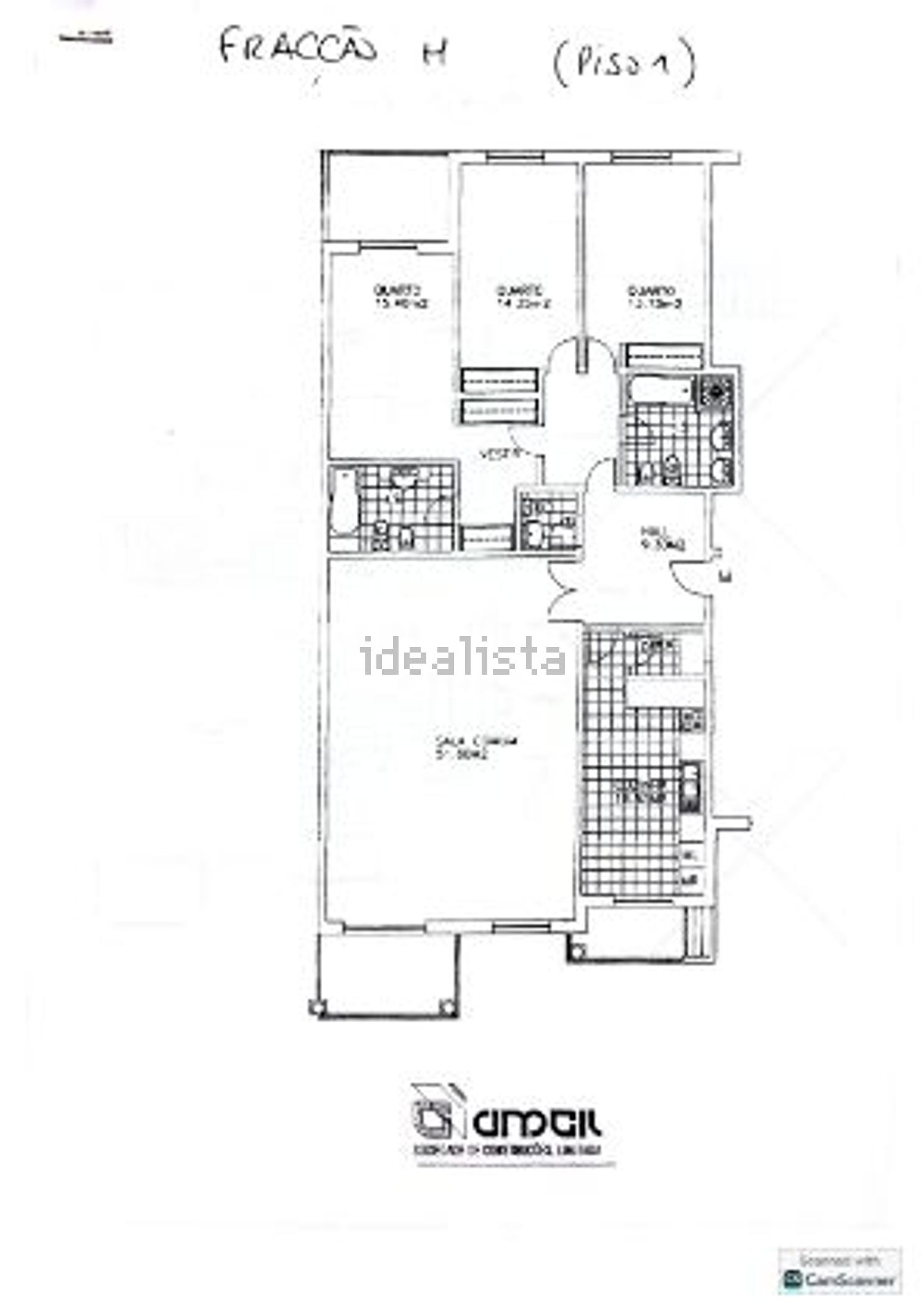 出租公寓 t3在Rua Mato das Cruzadas, 7 - 平面图