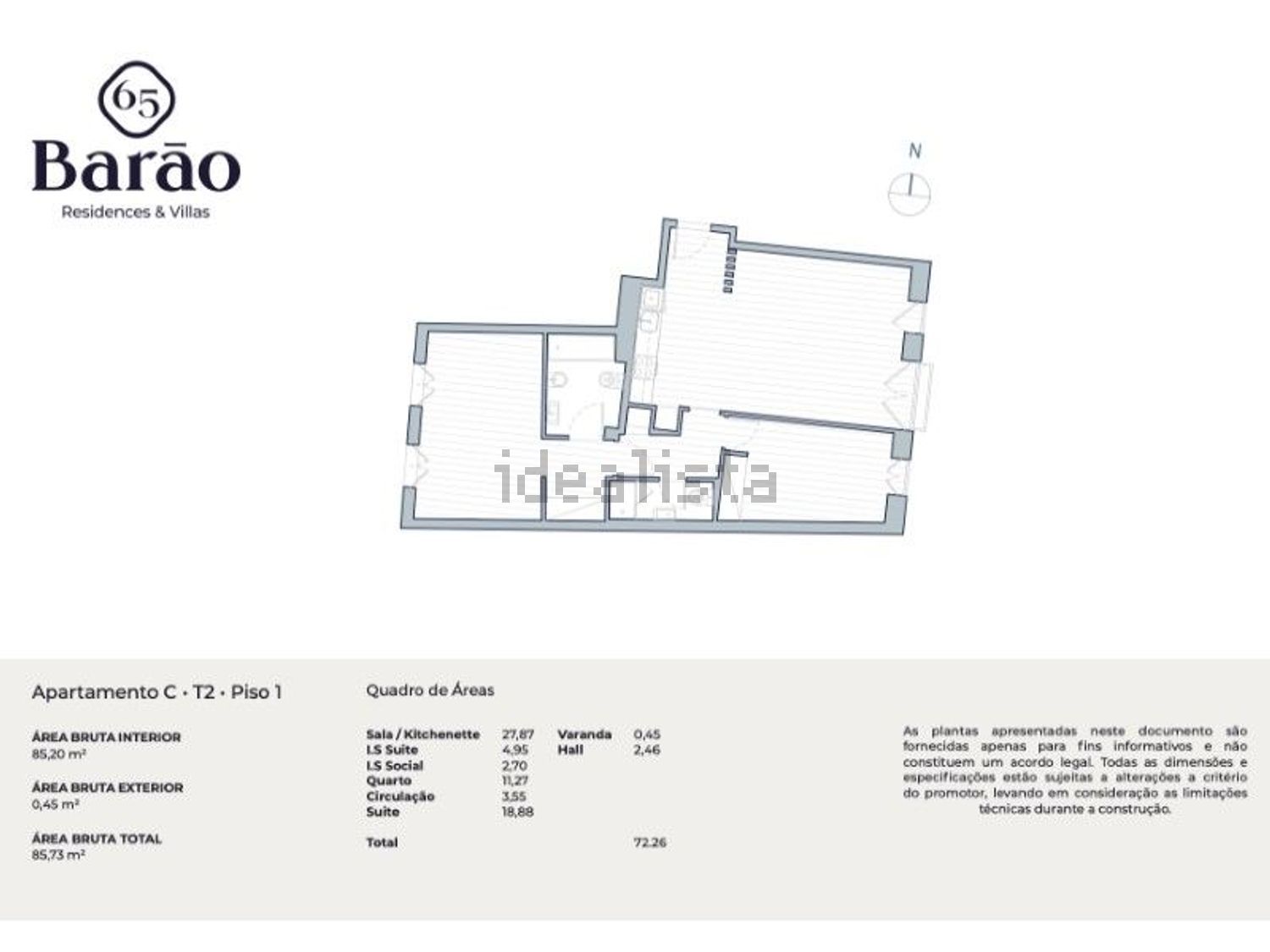 公寓 t2出售在Bairro dos Actores - Barão Sabrosa - 平面图