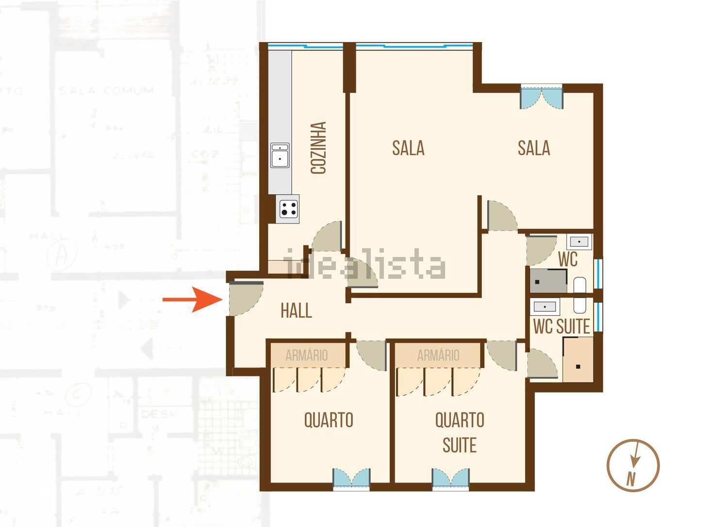 出租公寓 t2在Rua Laura Alves, 8 - 平面图