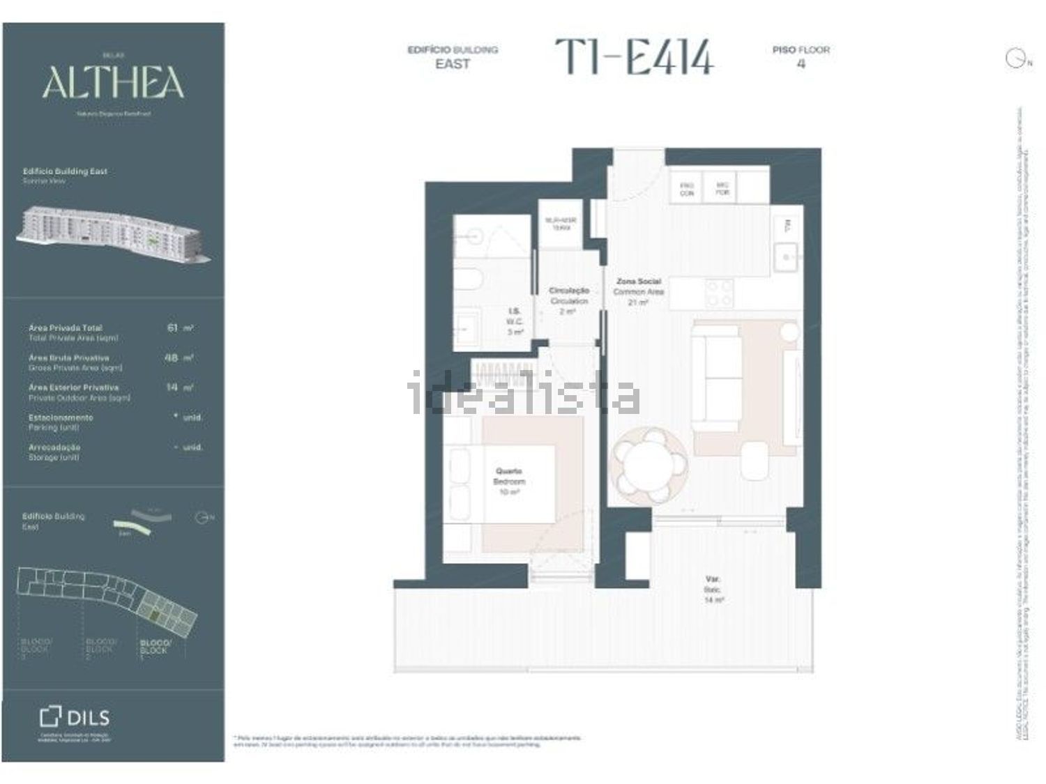 公寓 t1出售在Belas Clube Campo - 平面图