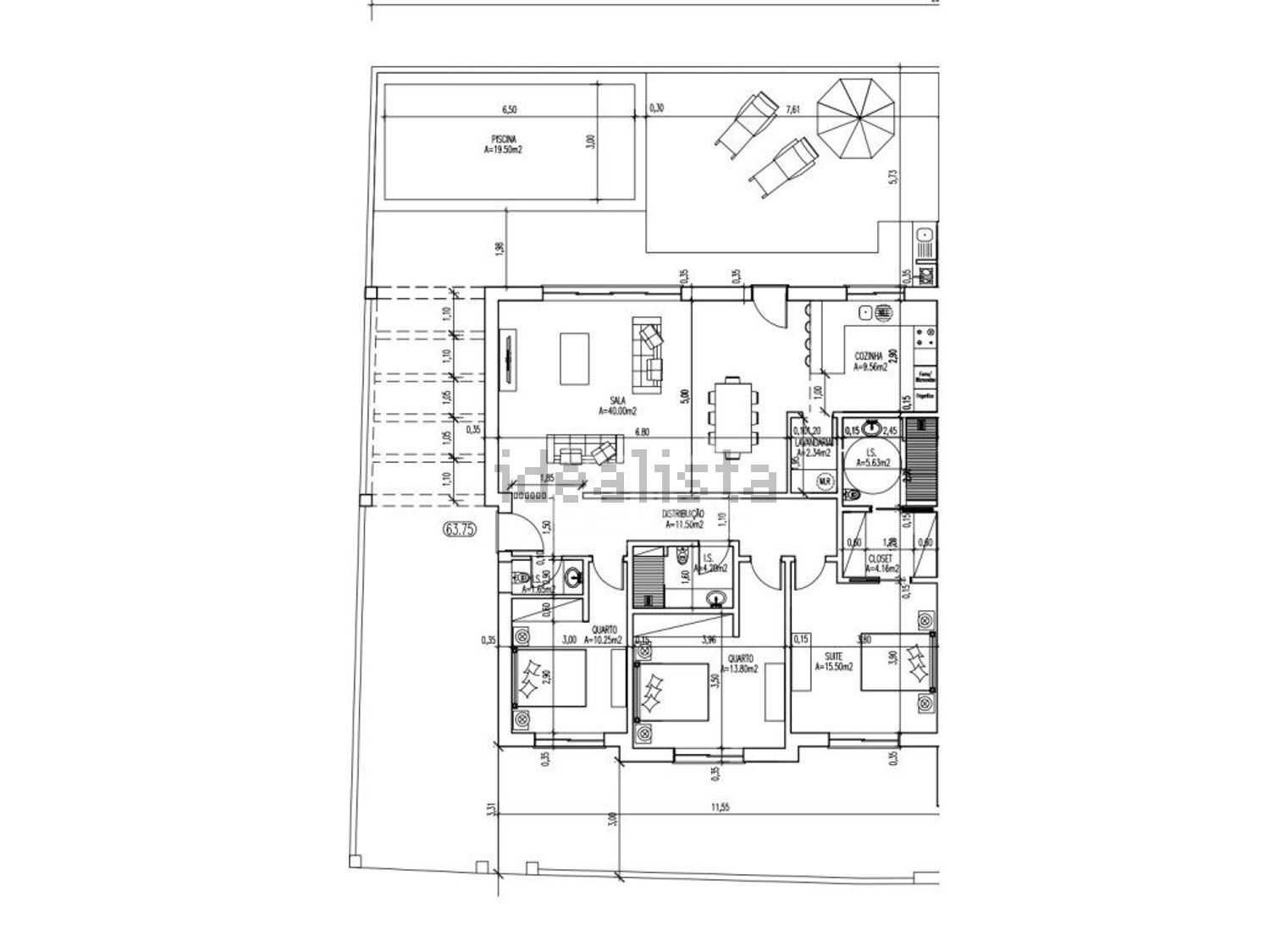 双拼别墅出售在Rua João Pedro de Almeida Mota - 平面图