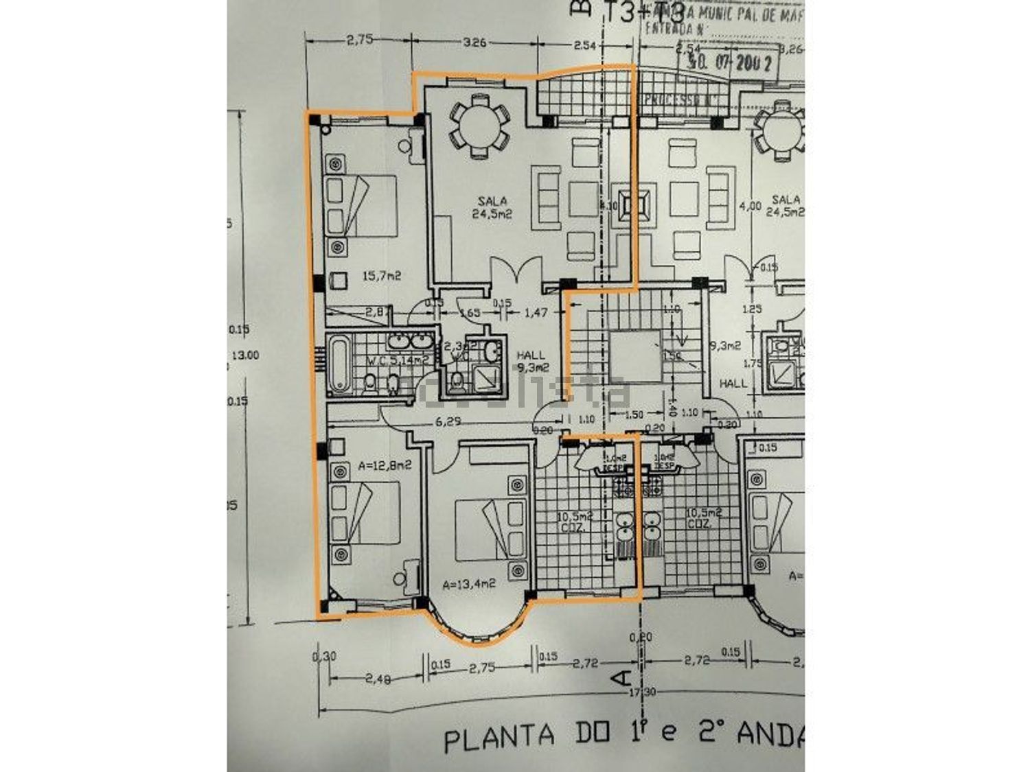 公寓 t3出售在Rua das Acácias - 平面图