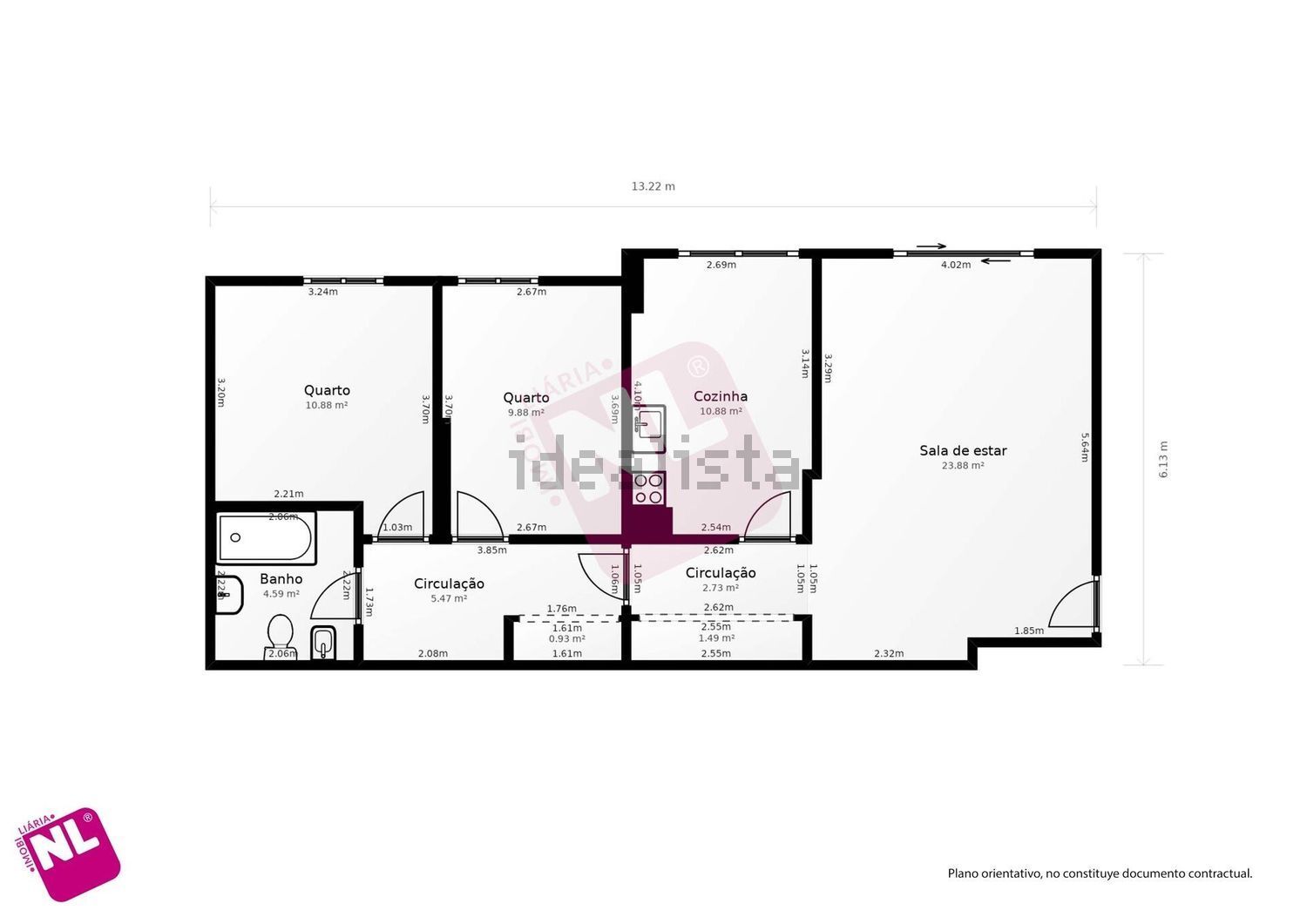 出租公寓 t2在Rua Fernando Gusmão, 17 - 平面图