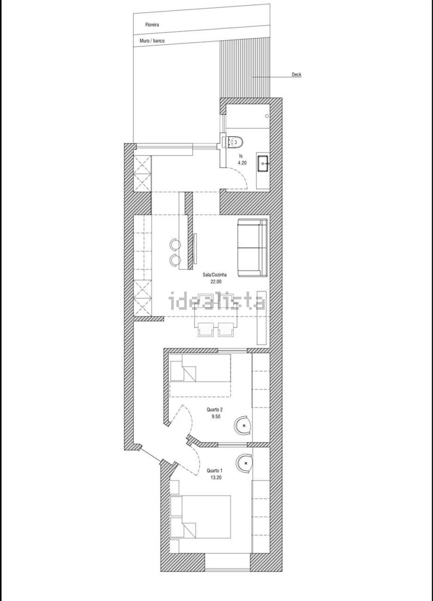 公寓 t2出售在Rua Gonçalo Braga - 平面图