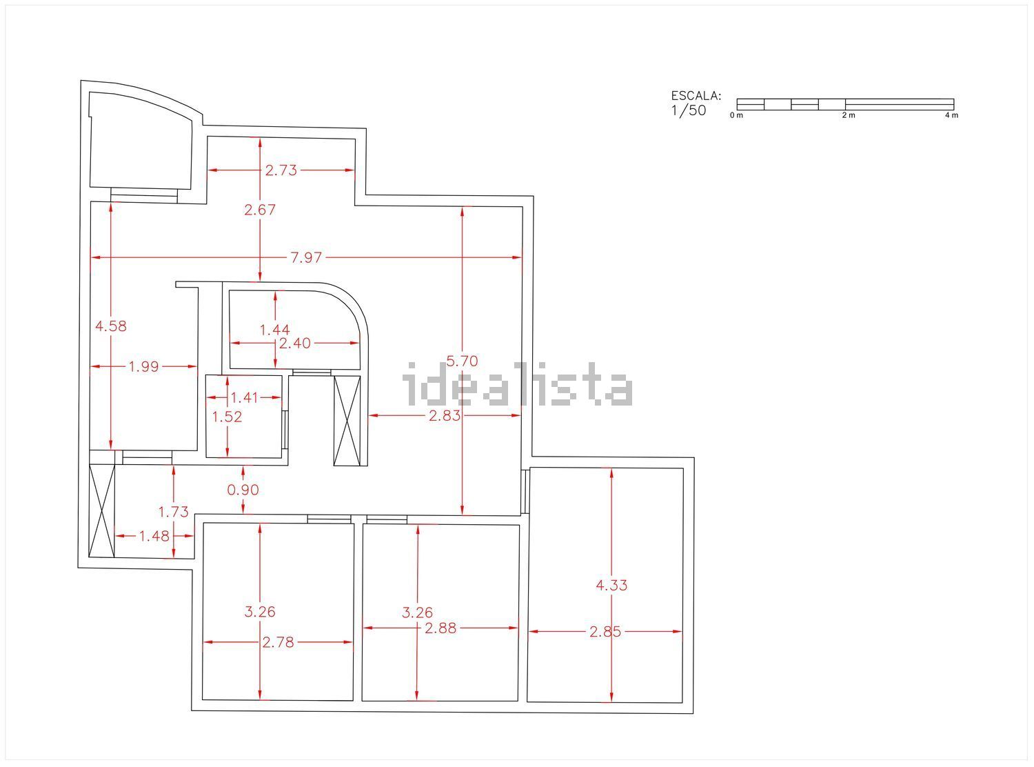 出租公寓 t3在Rua Guiomar Torresão, 61 - 平面图