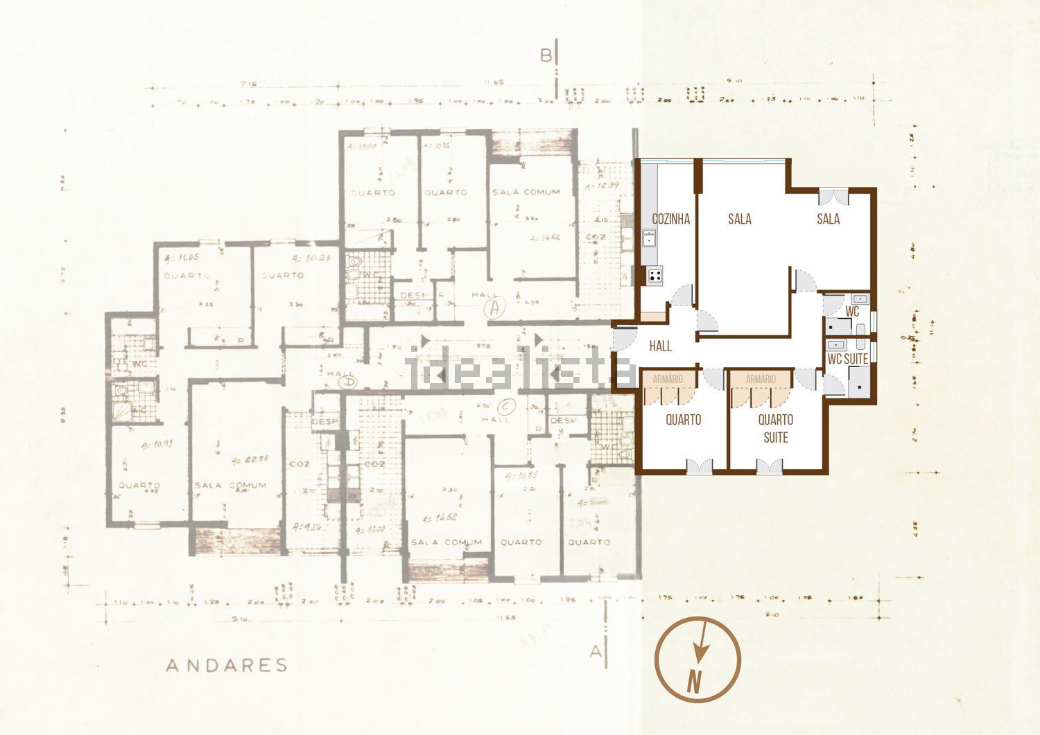出租公寓 t2在Rua Laura Alves, 8 - 平面图