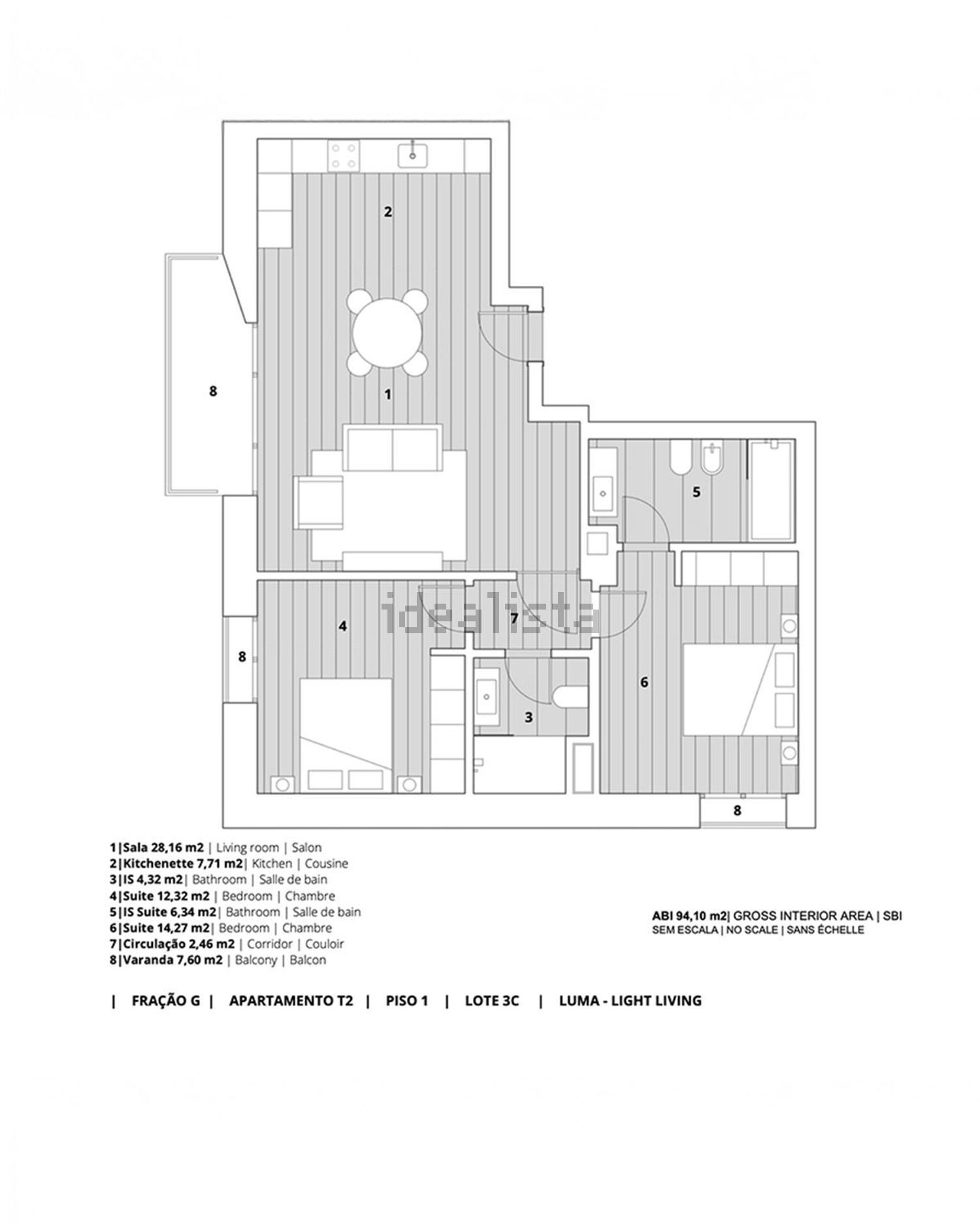 公寓 t2出售在Rua Pablo Neruda, 3 - 平面图