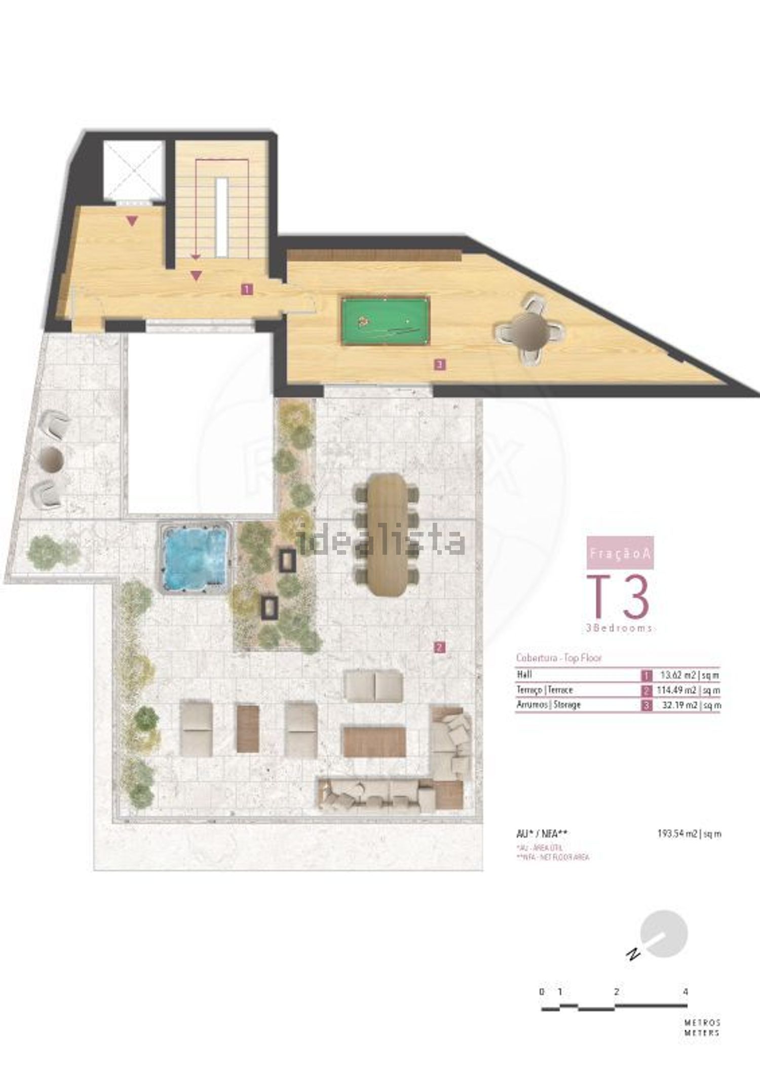 公寓 t3出售在Rua Almirante Gago Coutinho s/n - 平面图