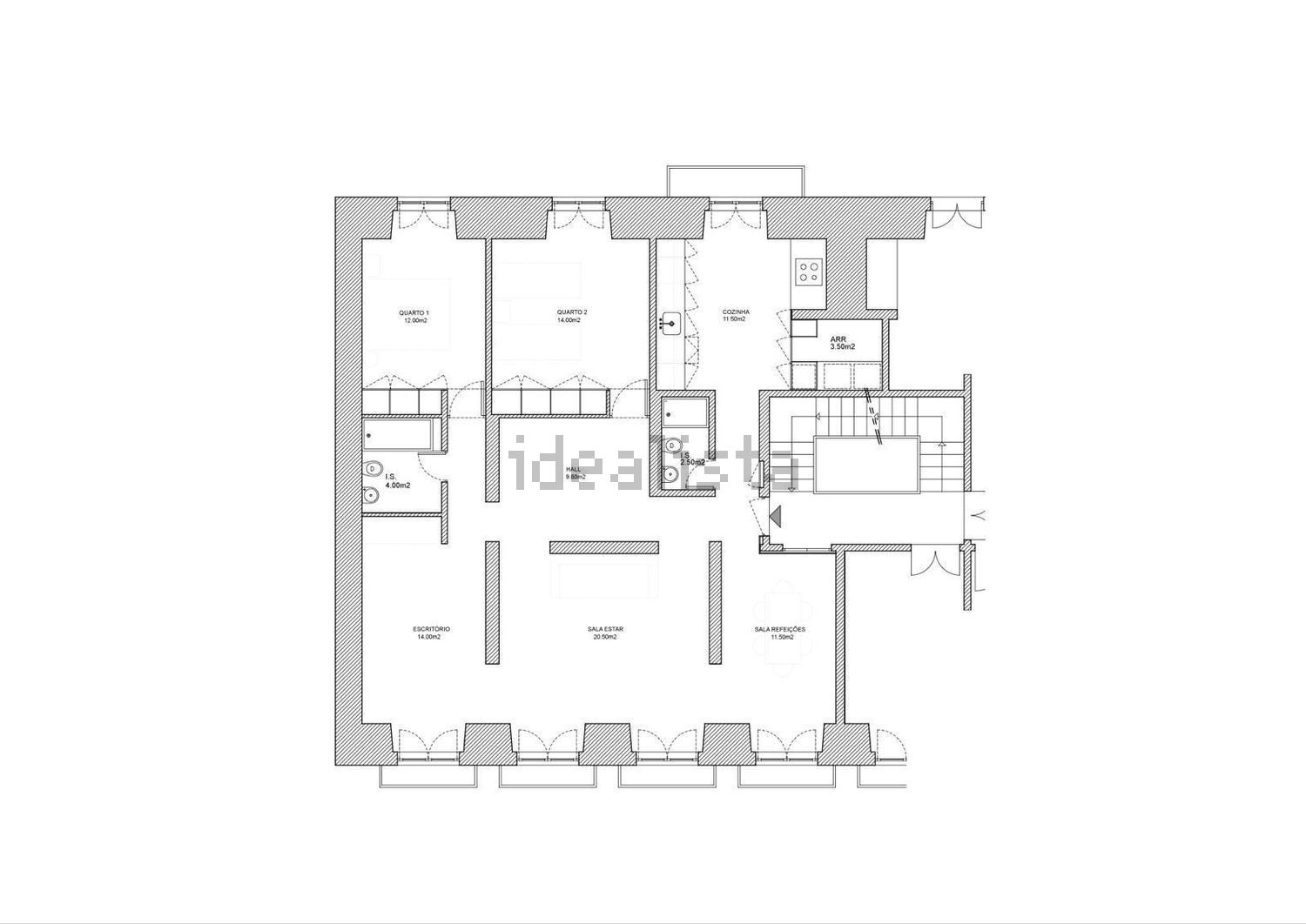 公寓 t3出售在Baixa - 平面图