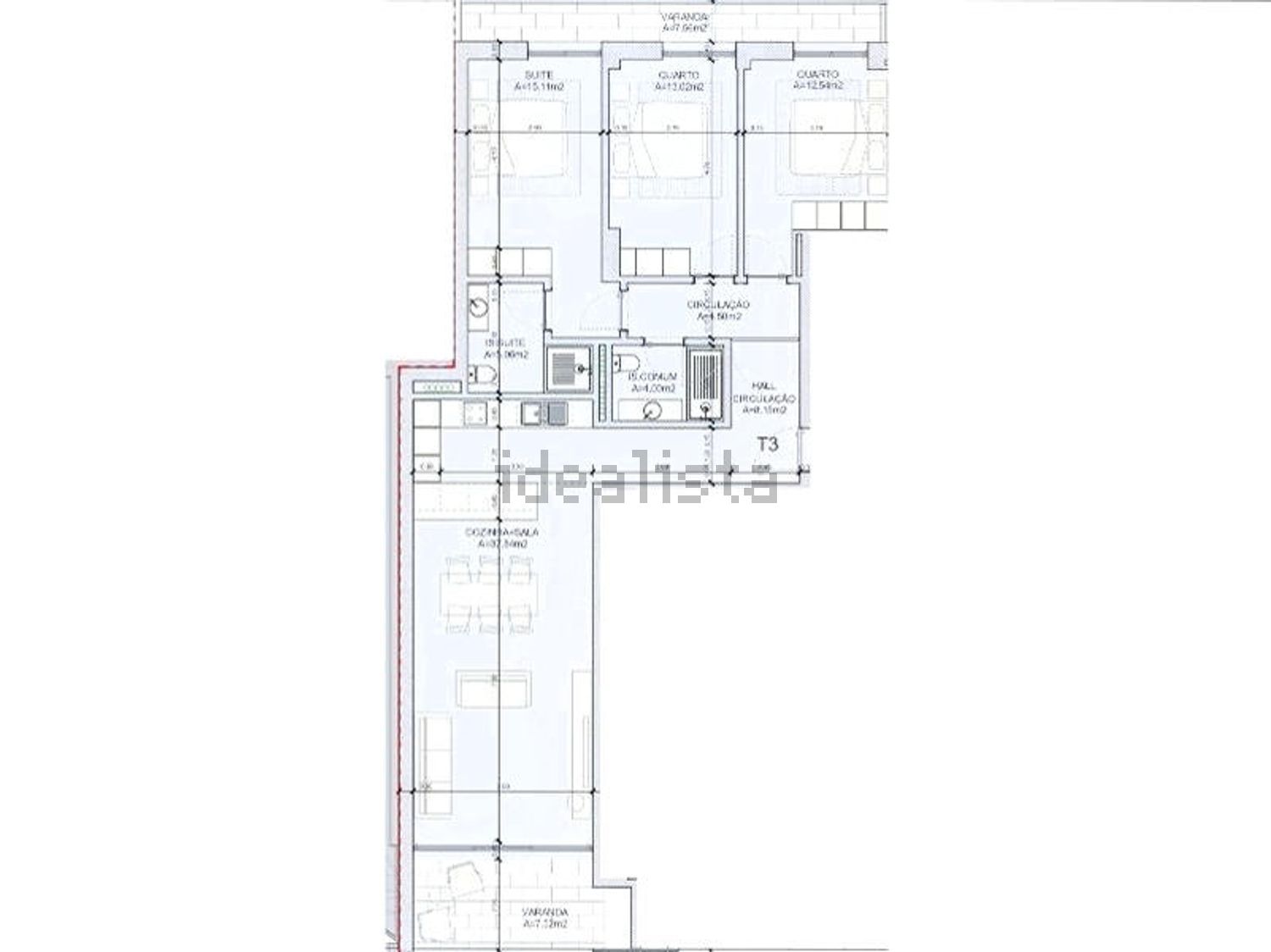 公寓 t3出售在Rua Manuel Francisco Soromenho, 25 - 平面图