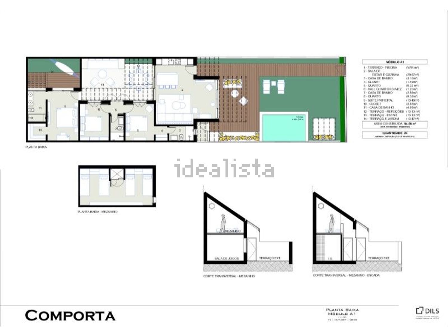小楼房或独栋别墅出售在Rua da Eira - 平面图