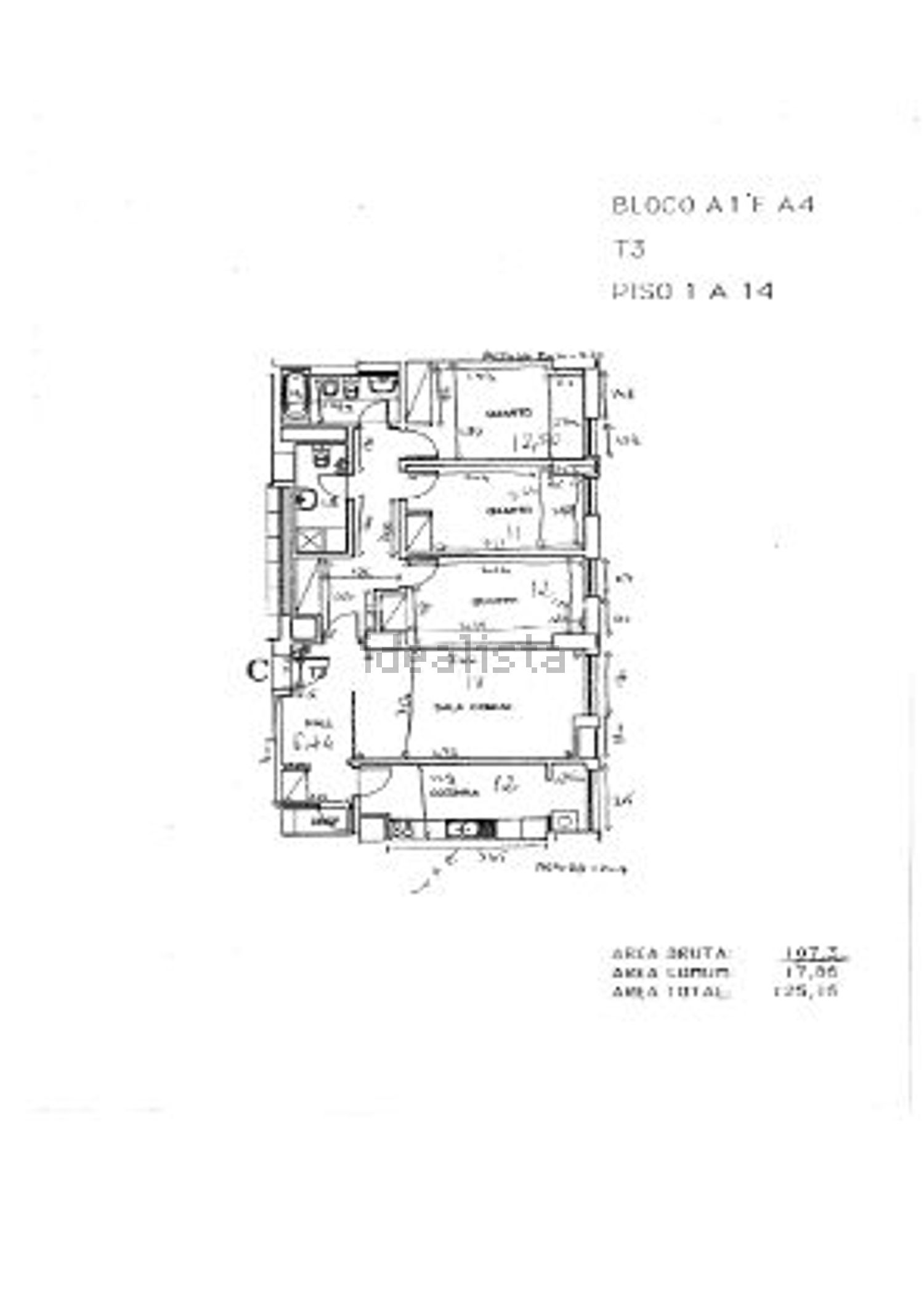 公寓 t3出售Azinhaga da Cidade - 平面图
