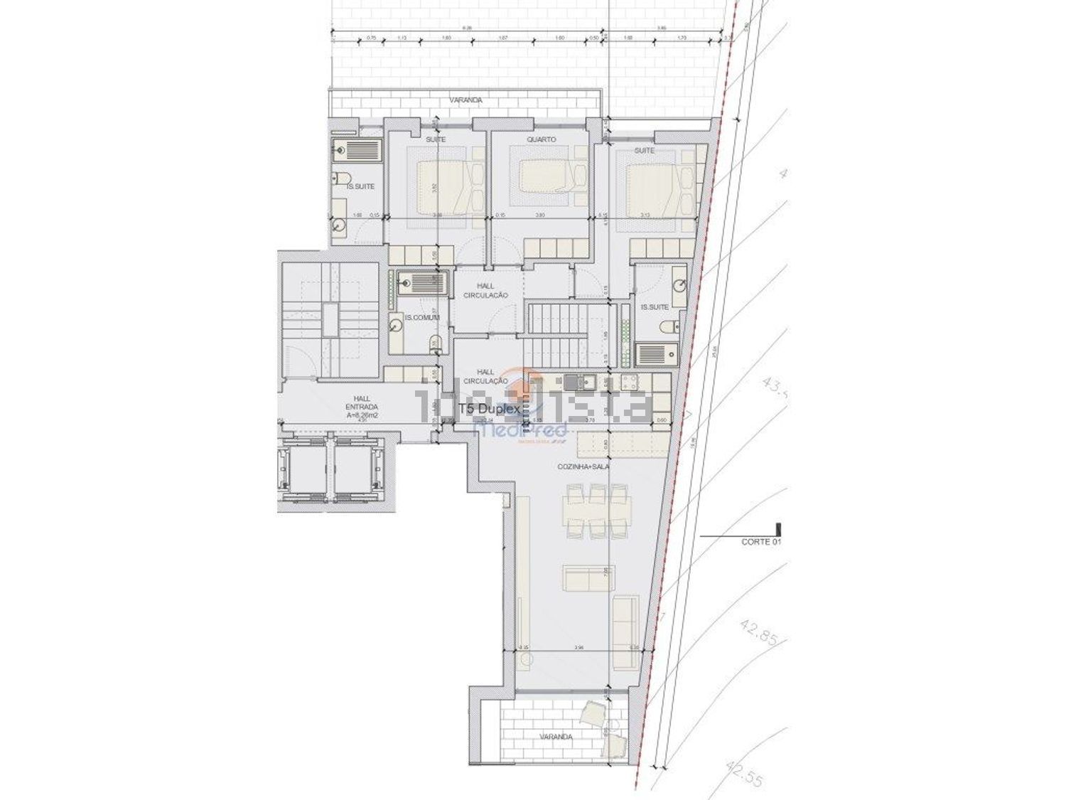 公寓 t5出售在Centro - 平面图