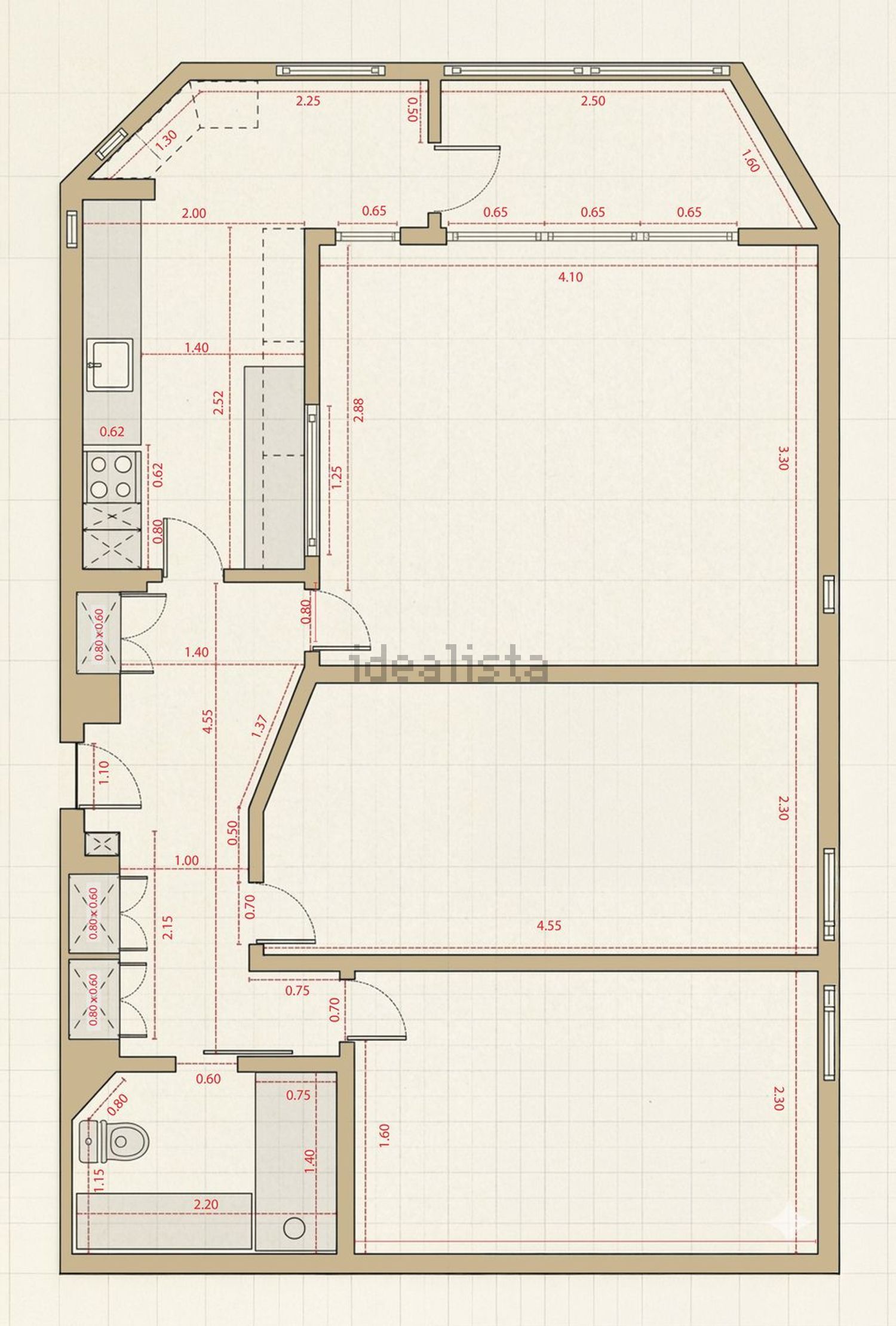 公寓 t2出售在Rua Capitão Santiago de Carvalho, 2 Lote - 平面图