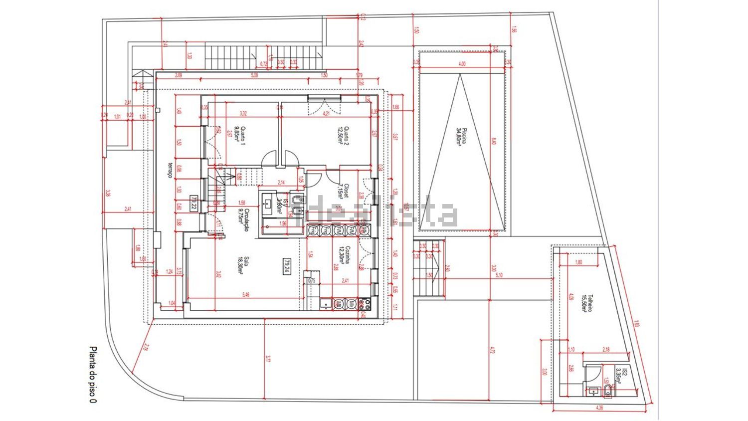 小楼房或独栋别墅出售在Rua do Massapêz, 43 - 平面图