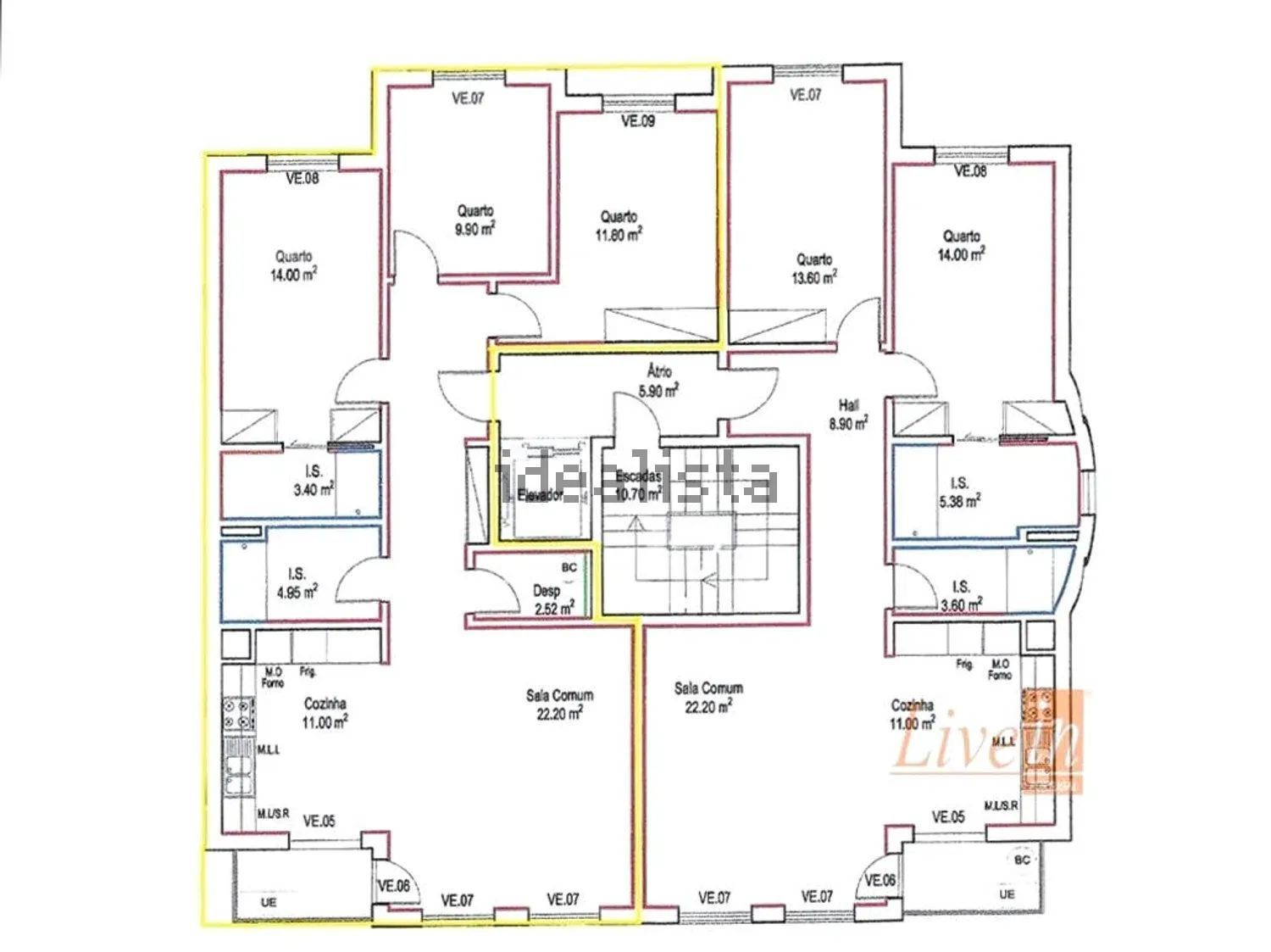 公寓 t3出售在Rua Leonor Gorjão, 2 - 平面图