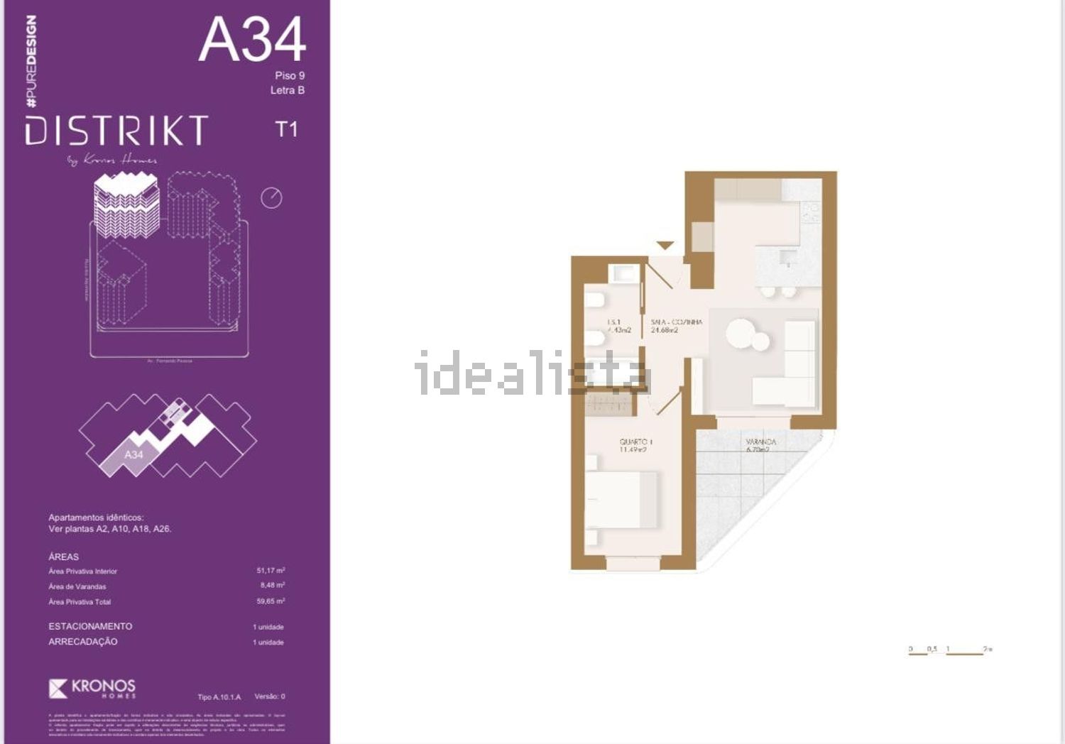 公寓 t1出售在Rua Mário Botas - 平面图