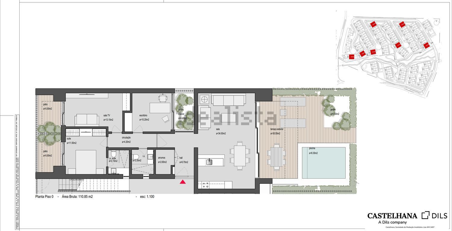 公寓 t1出售在Rua Jacinto Bandeira, 56 - 平面图