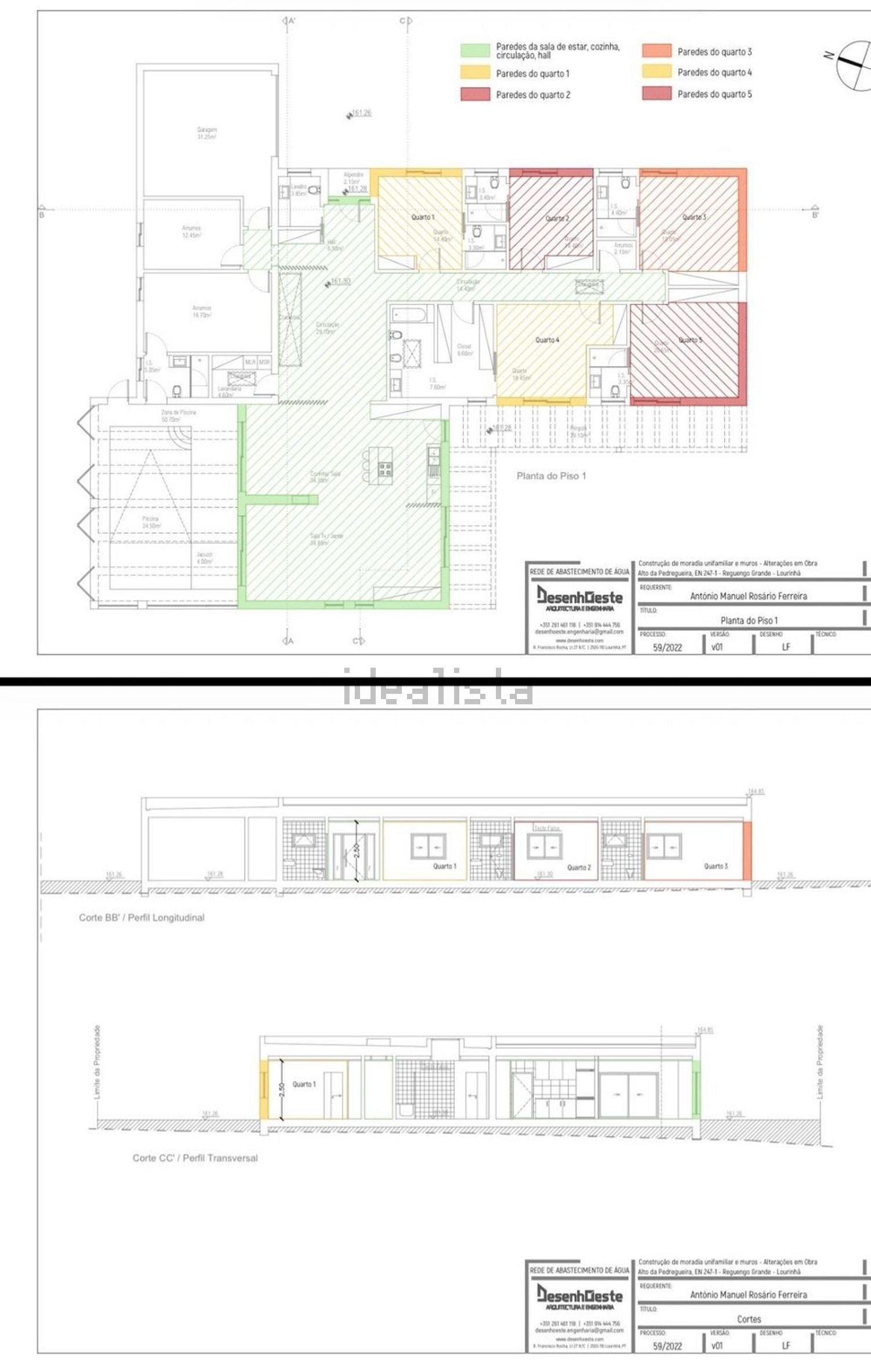 小楼房或独栋别墅出售在São Bartolomeu dos Galegos e Moledo - 平面图