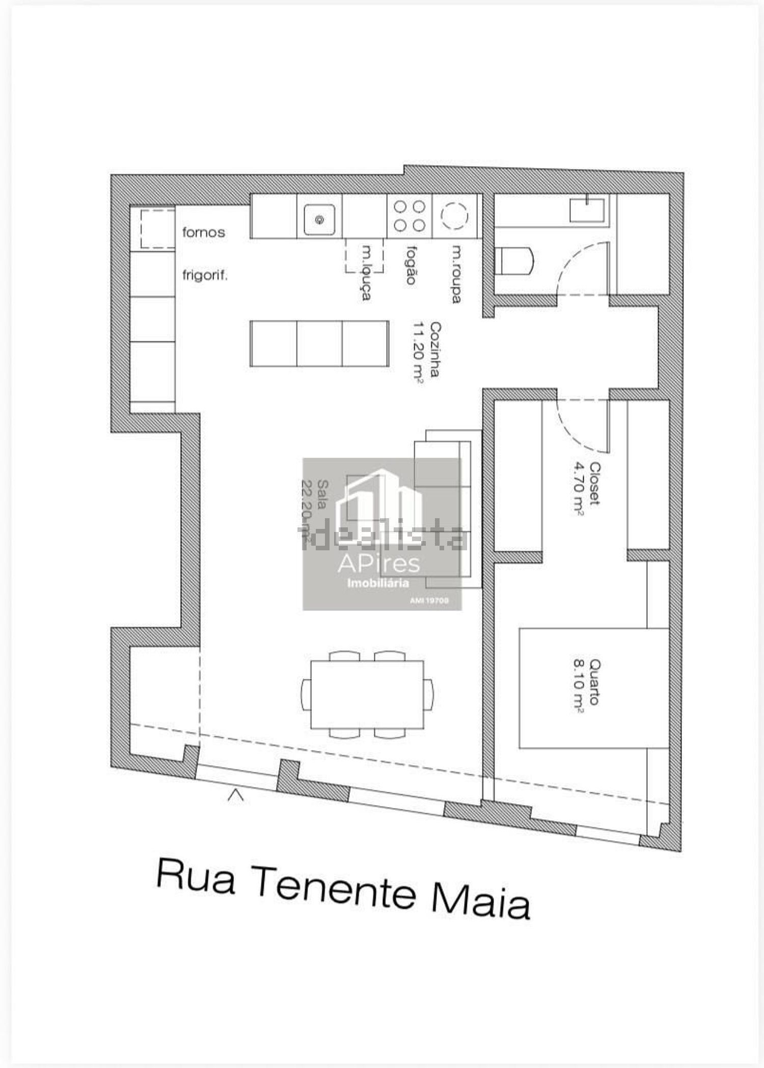 出租公寓 t1在Rua Tenente Maia s/n - 平面图