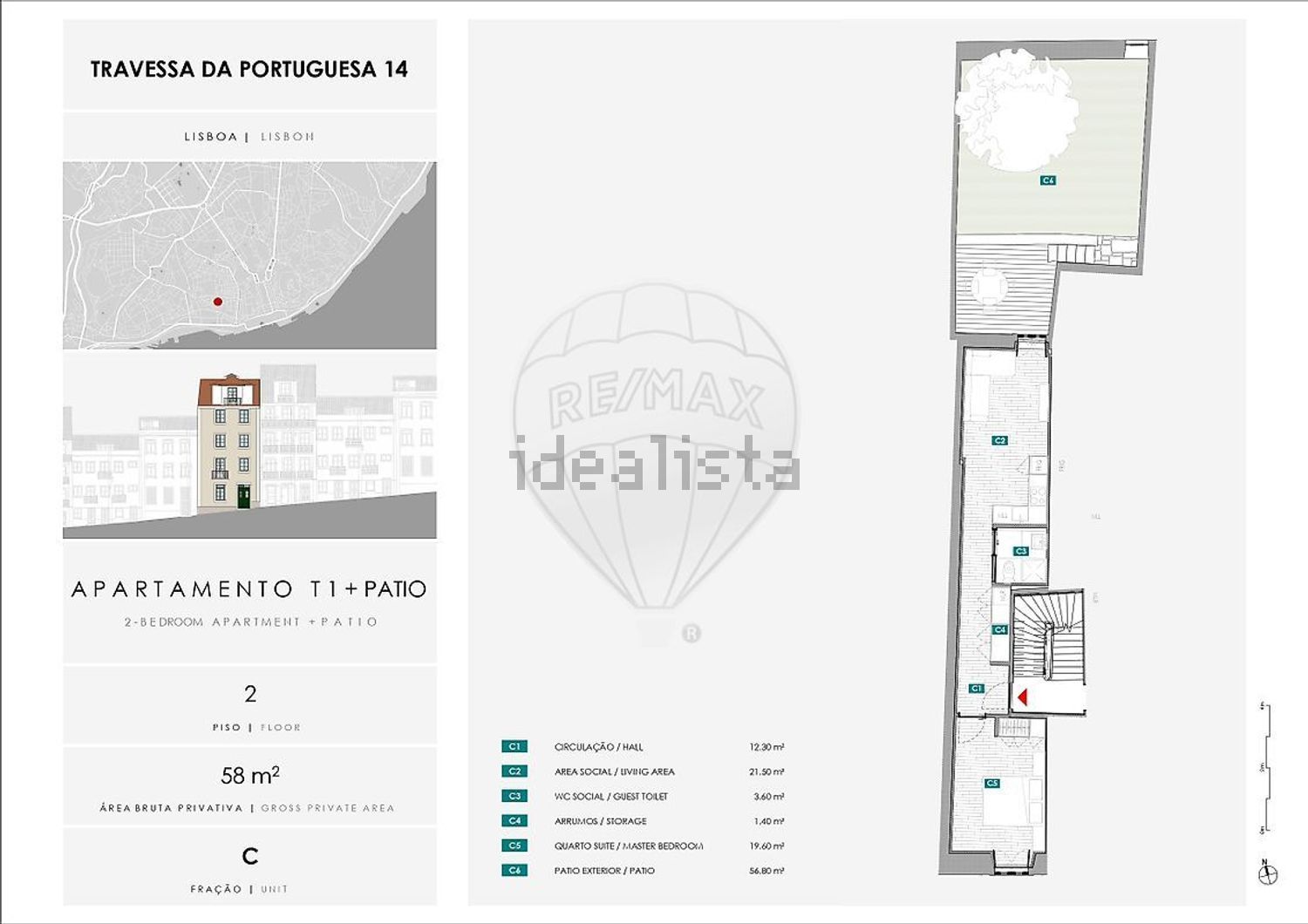 公寓 t1出售在Travessa da Portuguesa - 平面图