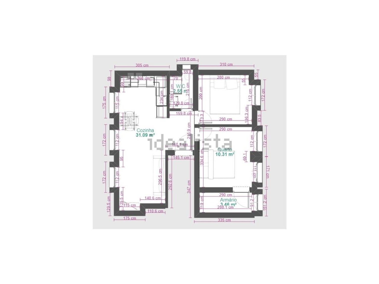 出租公寓 t2在Rua Soto Maior - 平面图