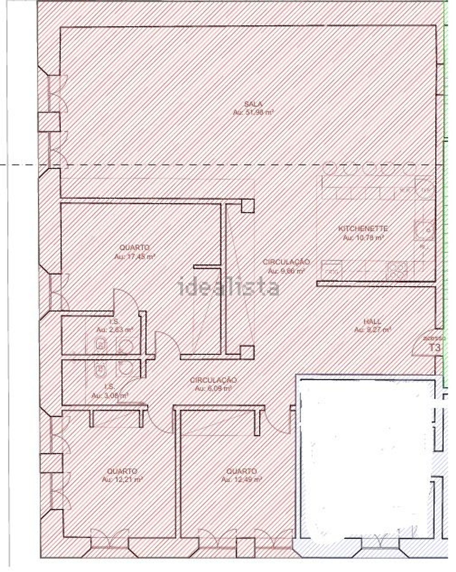 出租公寓 t3在Largo do Calvário, 10 - 平面图
