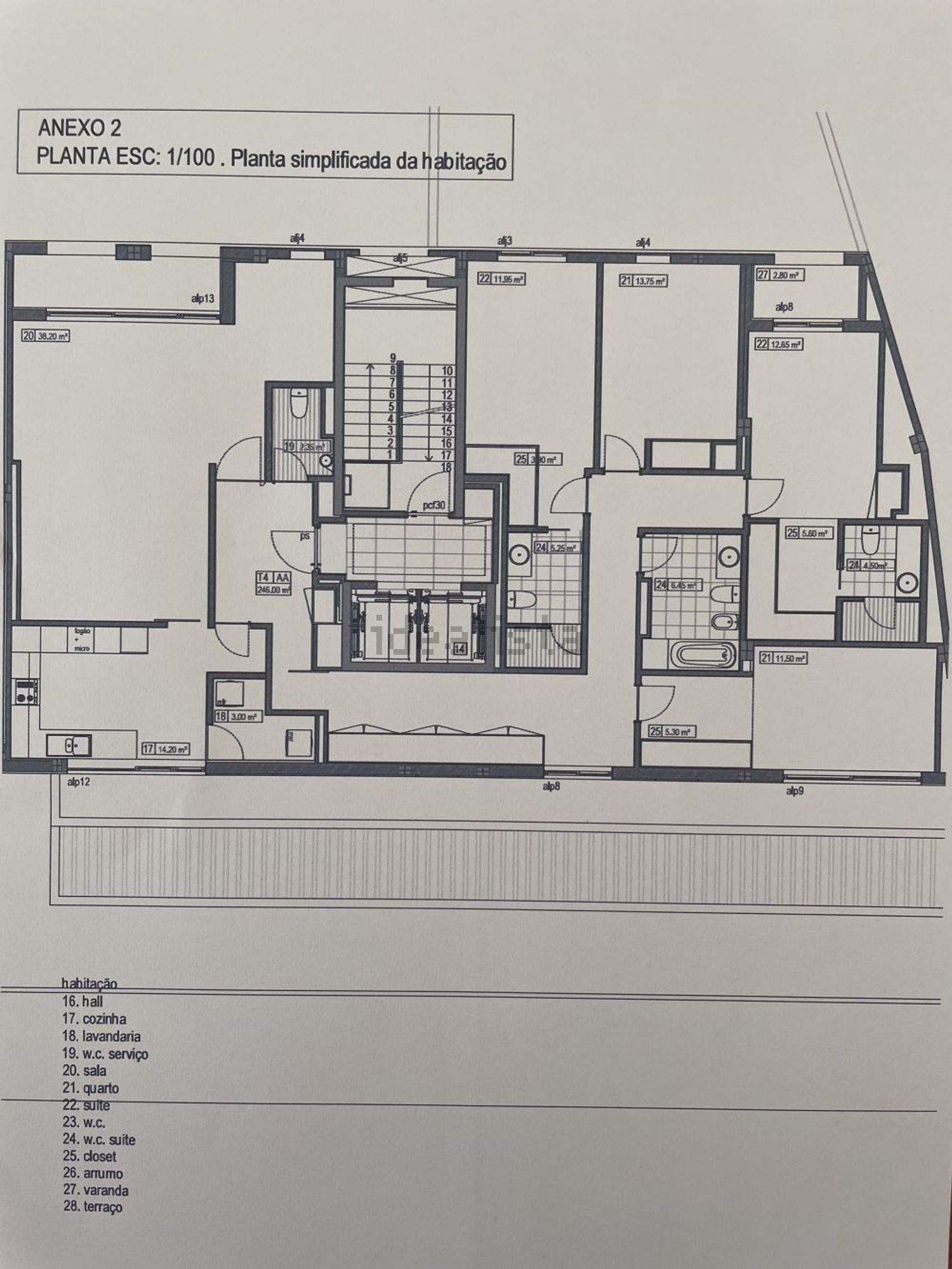 出租顶层公寓在Avenida dos Correios, 71 - 平面图