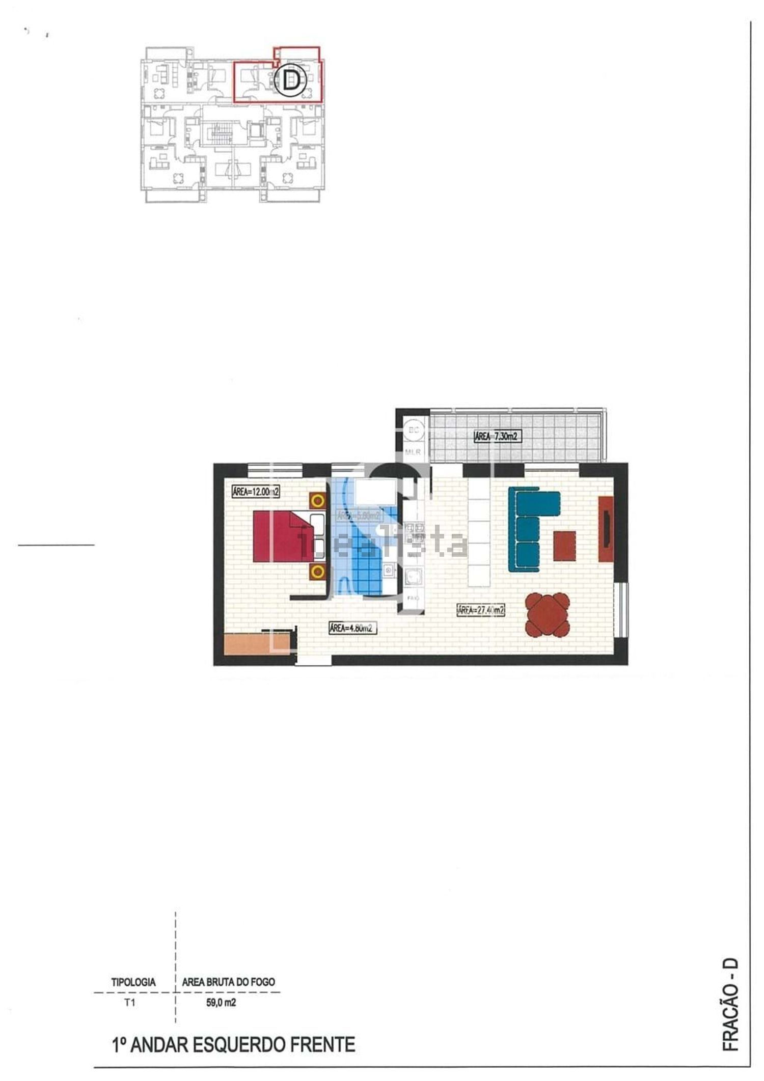 公寓 t1出售在Avanca - 平面图