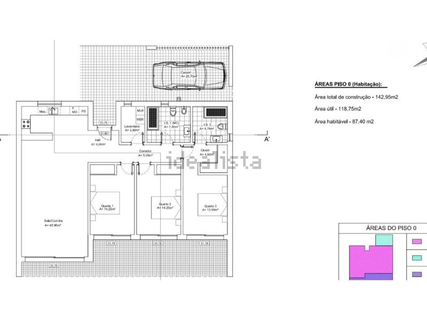 小楼房或独栋别墅出售在Rua da Pedreirinha - 平面图