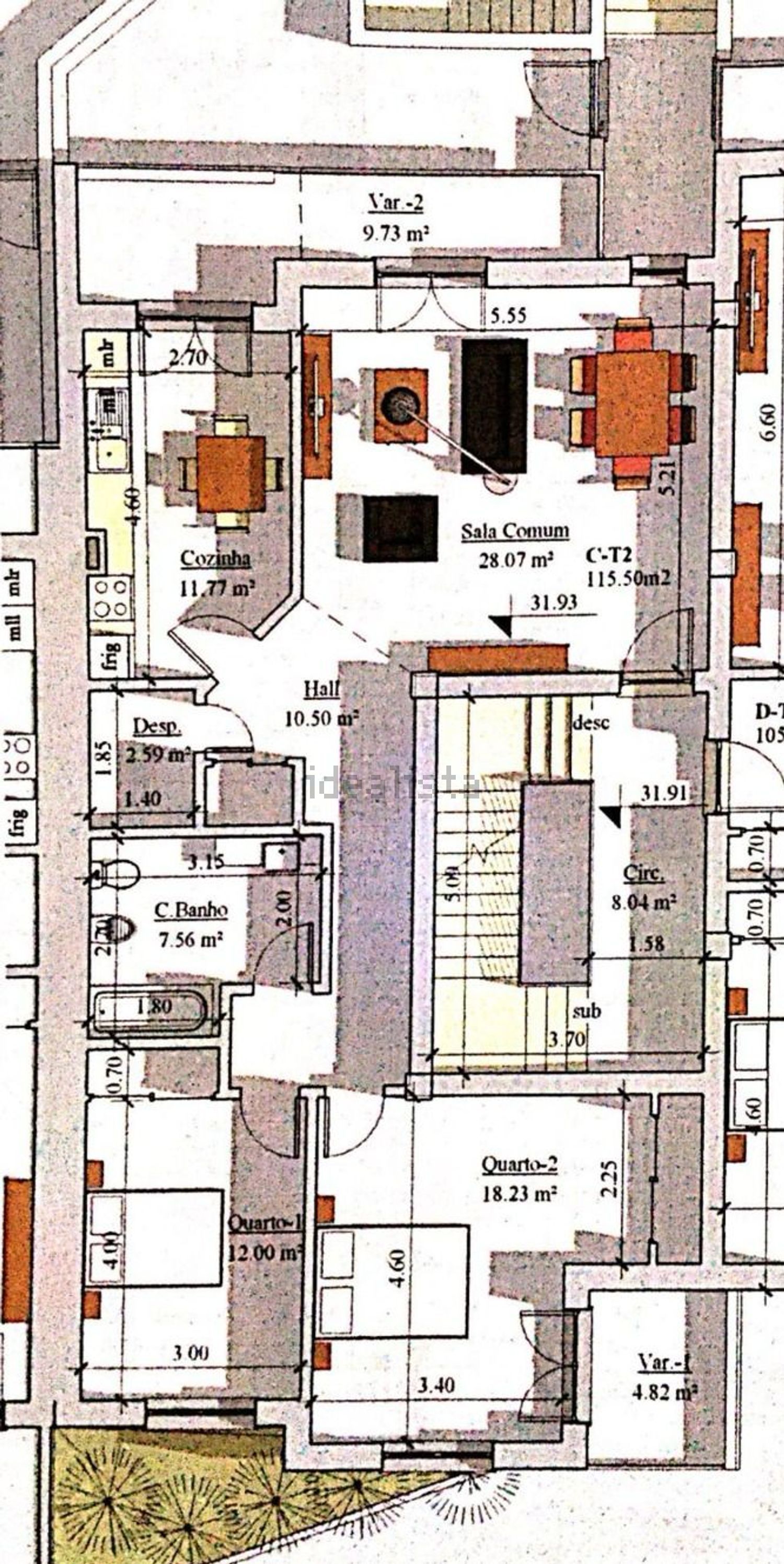 公寓 t2出售在Rua da Biquinha, 2 Blocon - 平面图
