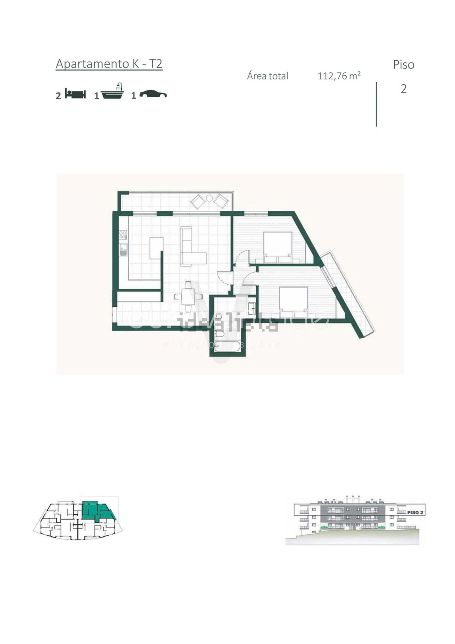 公寓 t2出售在Porto de Mós - 平面图
