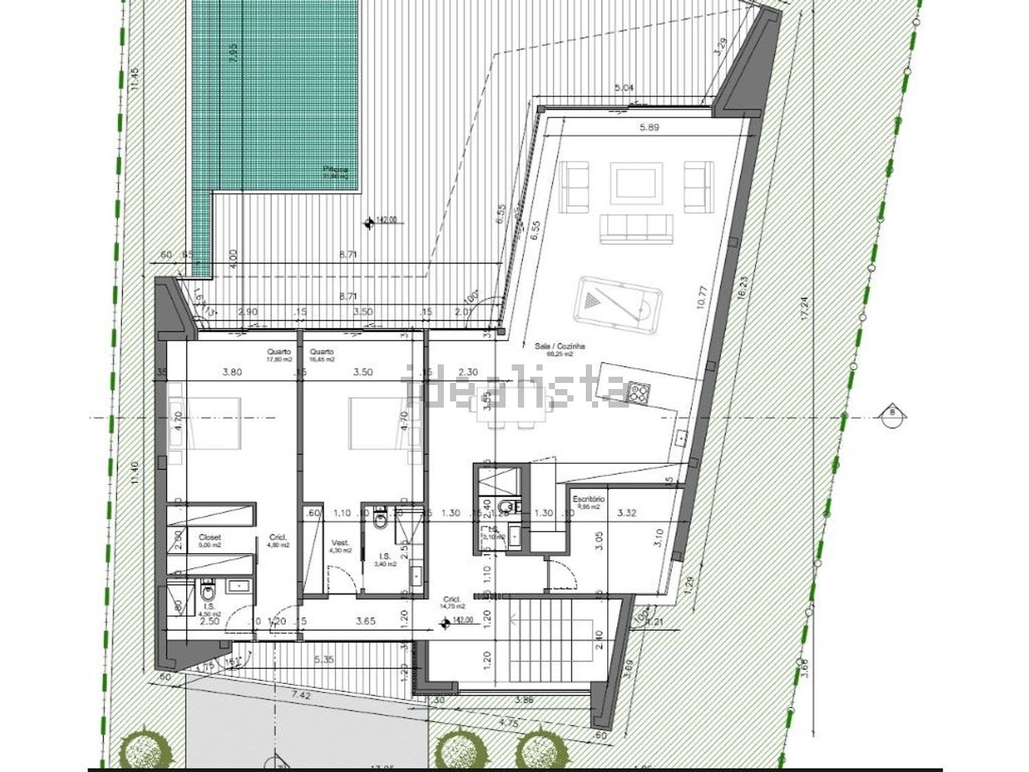 小楼房或独栋别墅出售在Rua Alexandre Herculano - 平面图