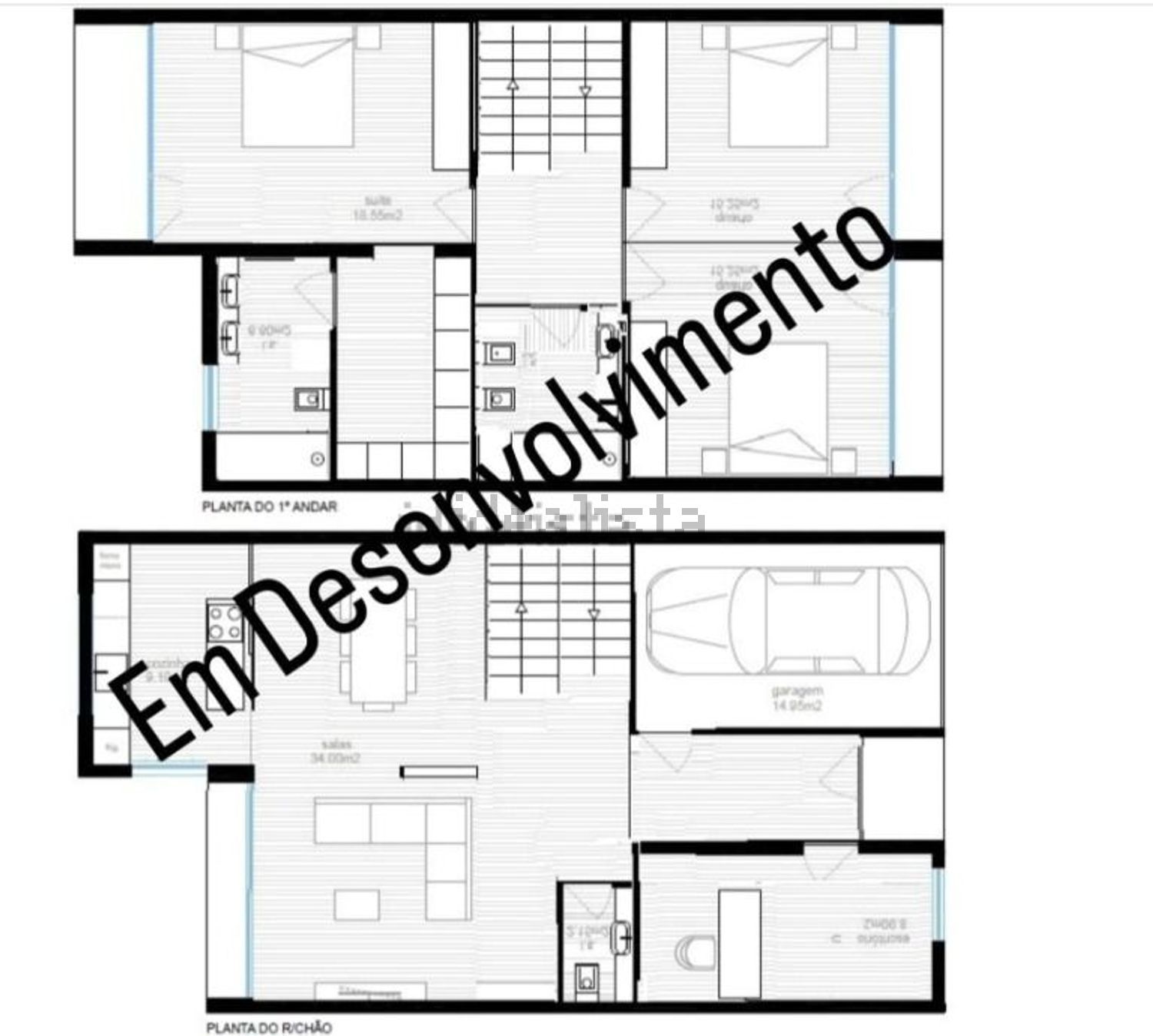 小楼房或独栋别墅出售在Rua Palheiros s/n - 平面图
