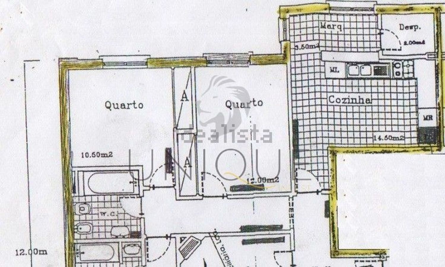 公寓 t2出售在Rua de São João, 78 - 平面图