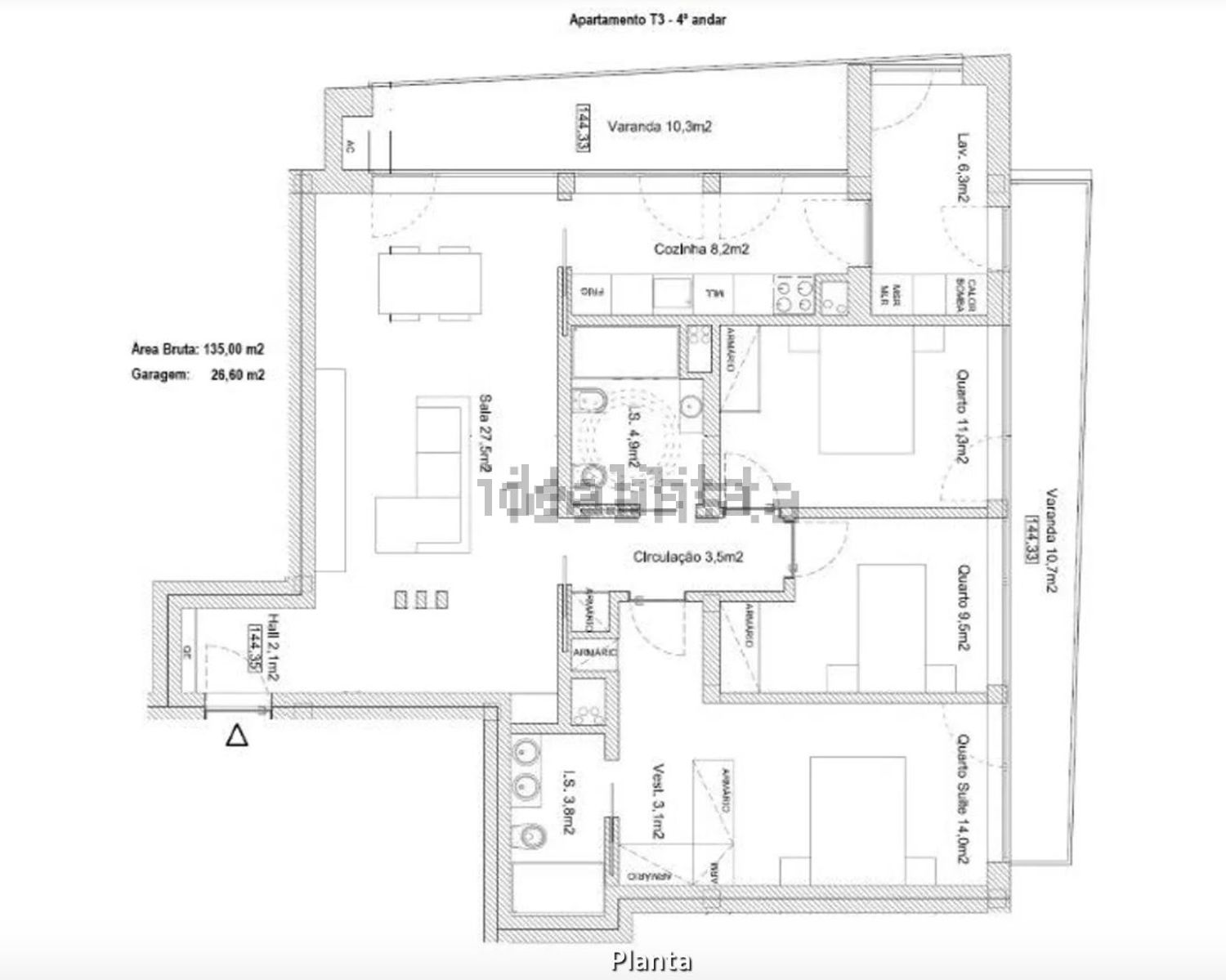 公寓 t3出售Urbanização Vila das Laranjeiras, 13 - 平面图