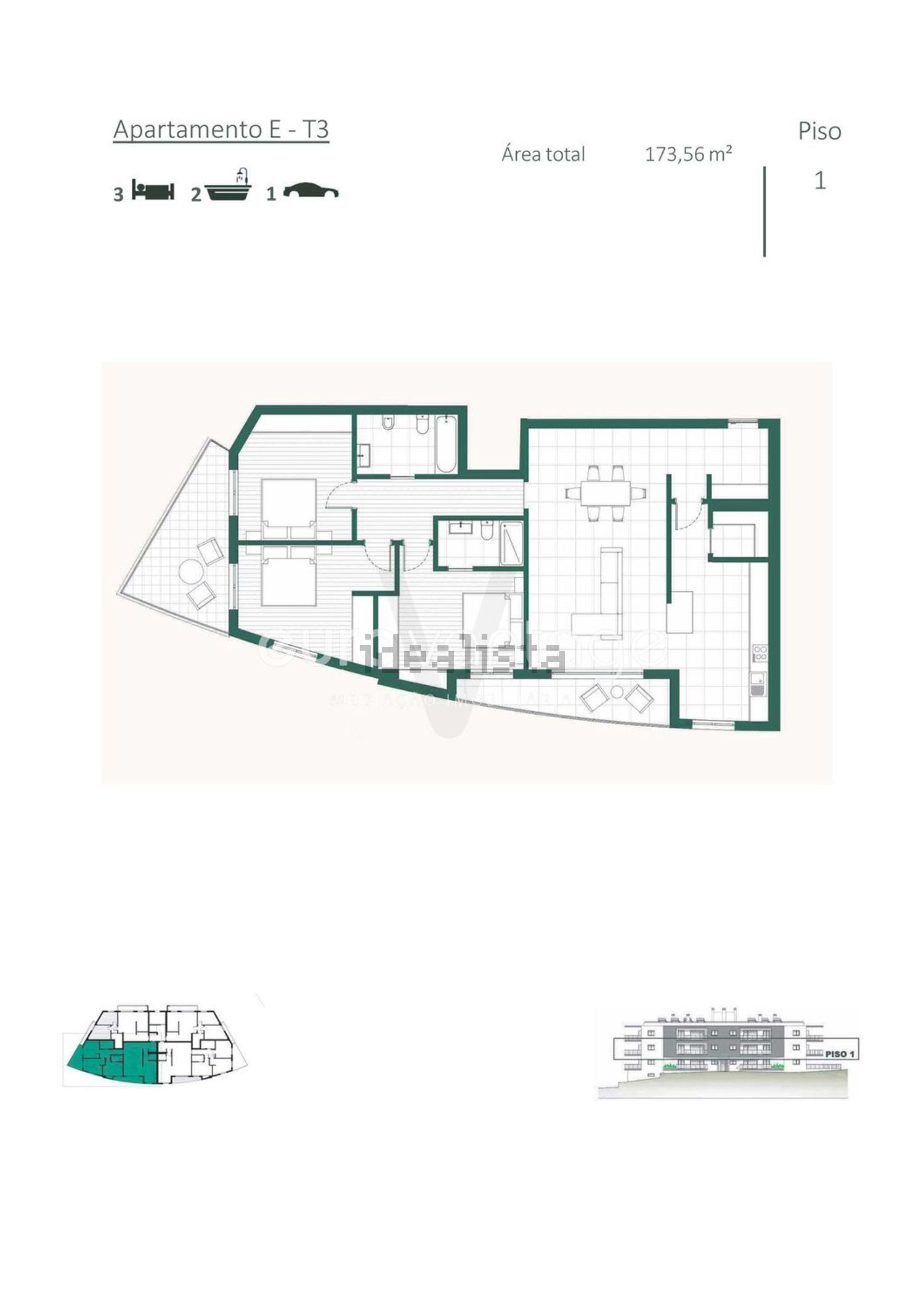 公寓 t3出售在Porto de Mós - 平面图
