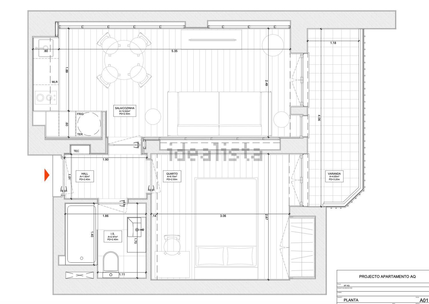 公寓 t1出售在Rua Antero de Quental, 181 - 平面图
