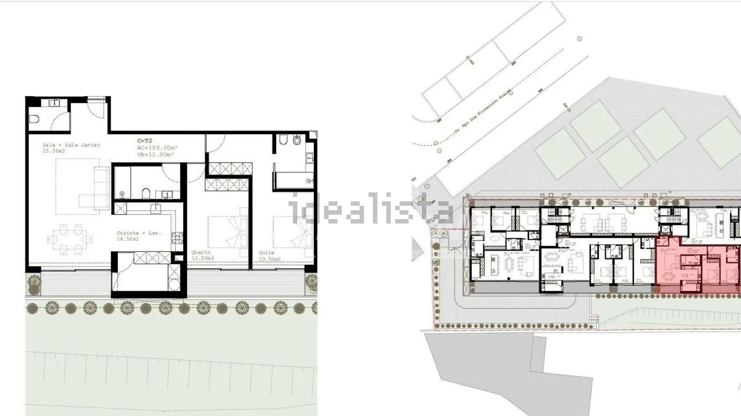 公寓 t2出售在Rua Bispo Dom Sebastião Soares Resende - 平面图